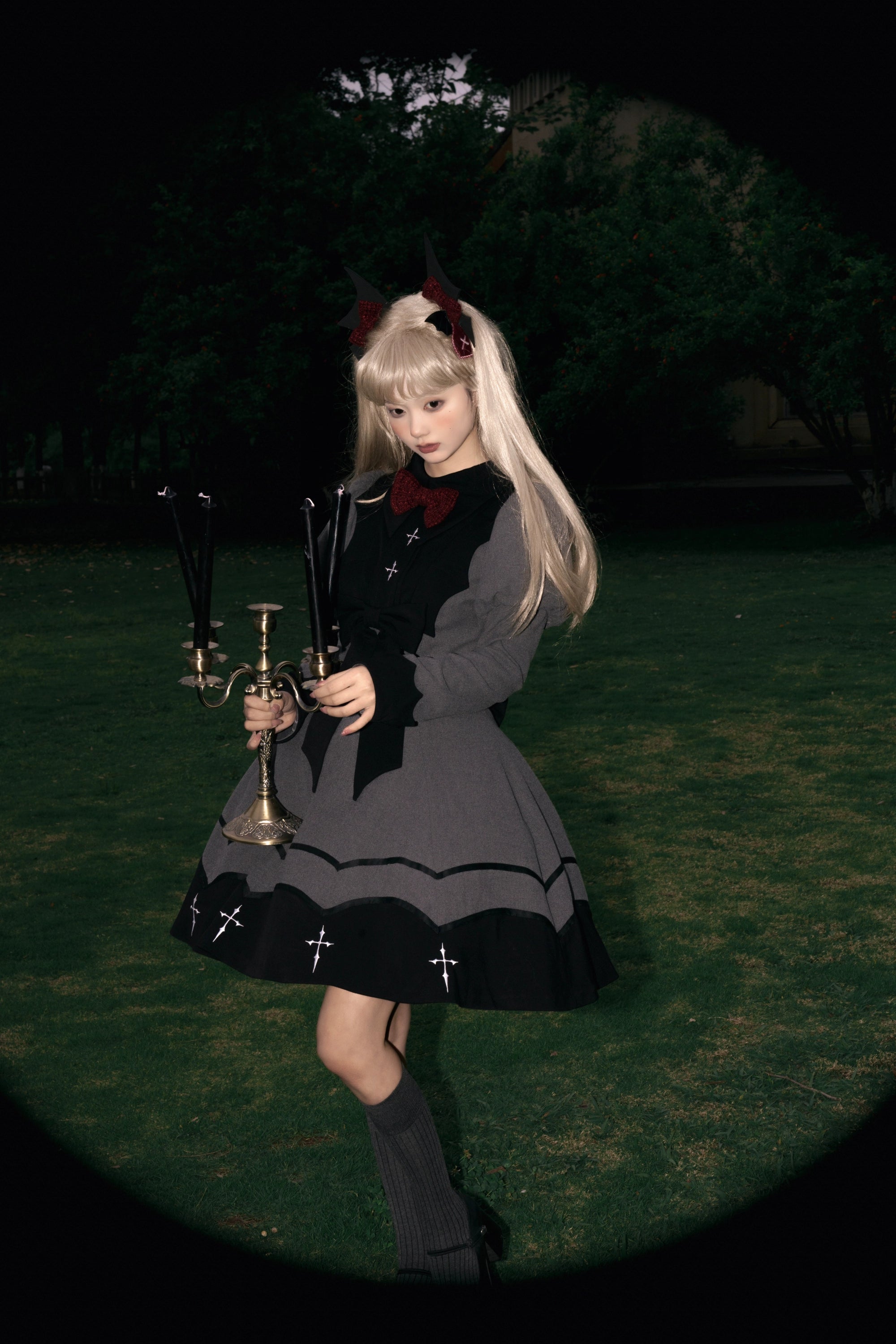 Polaris Lolita - Vampire Princess - Bat-Inspired Halloween Gothic Lolita OP Dress 43386:774859