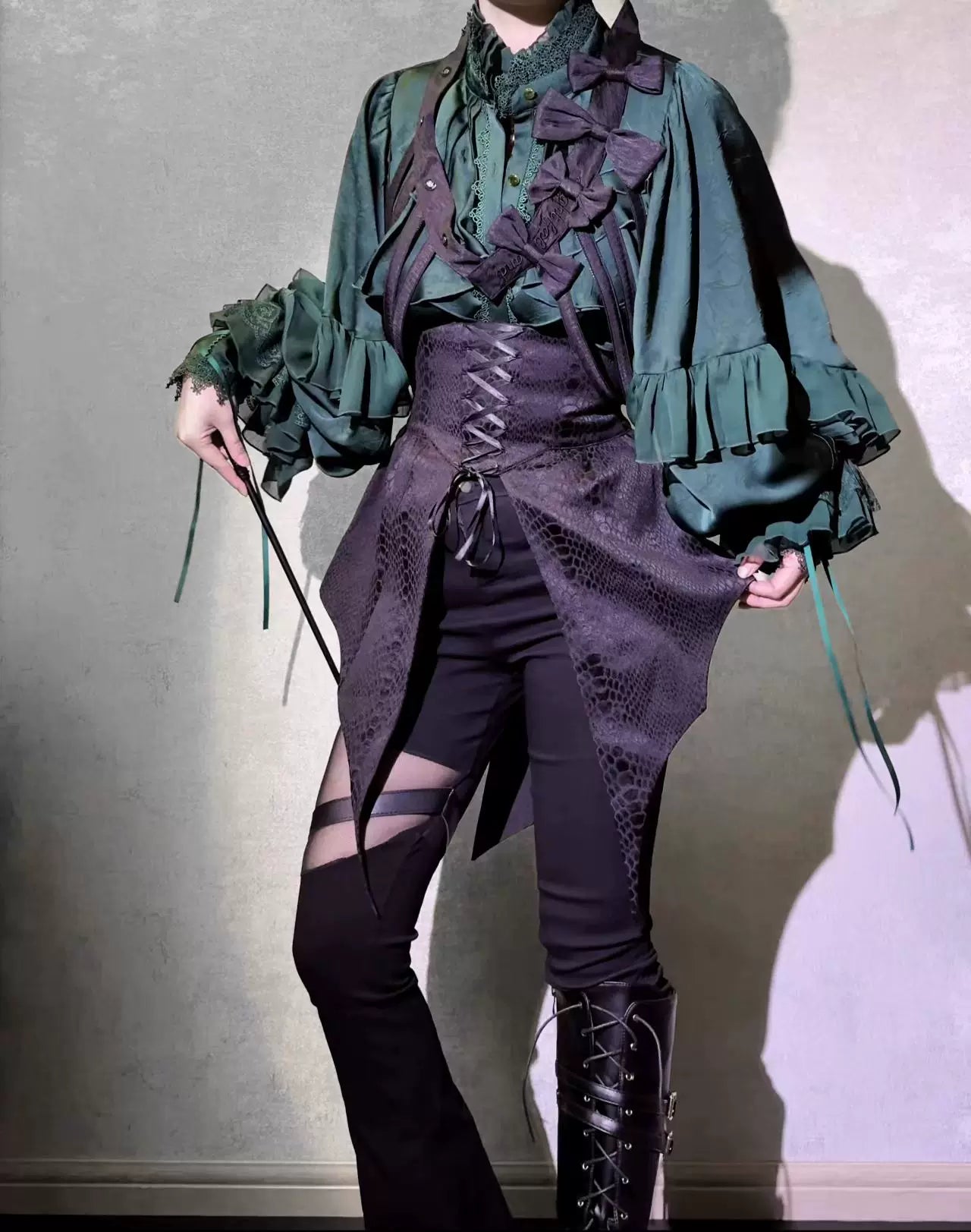 Blue Moon Bone Erosion - Gothic Lolita Waist Cincher, Bat Wing Hem 44453:809538