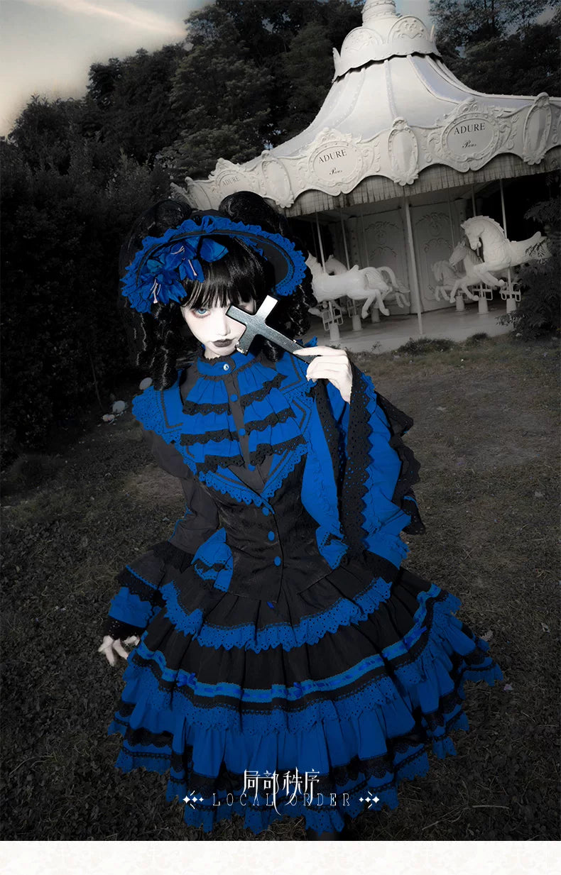 Nightmare - Gothic Lolita Ruffled Blouse and Tiered Skirt Set 45439:852786