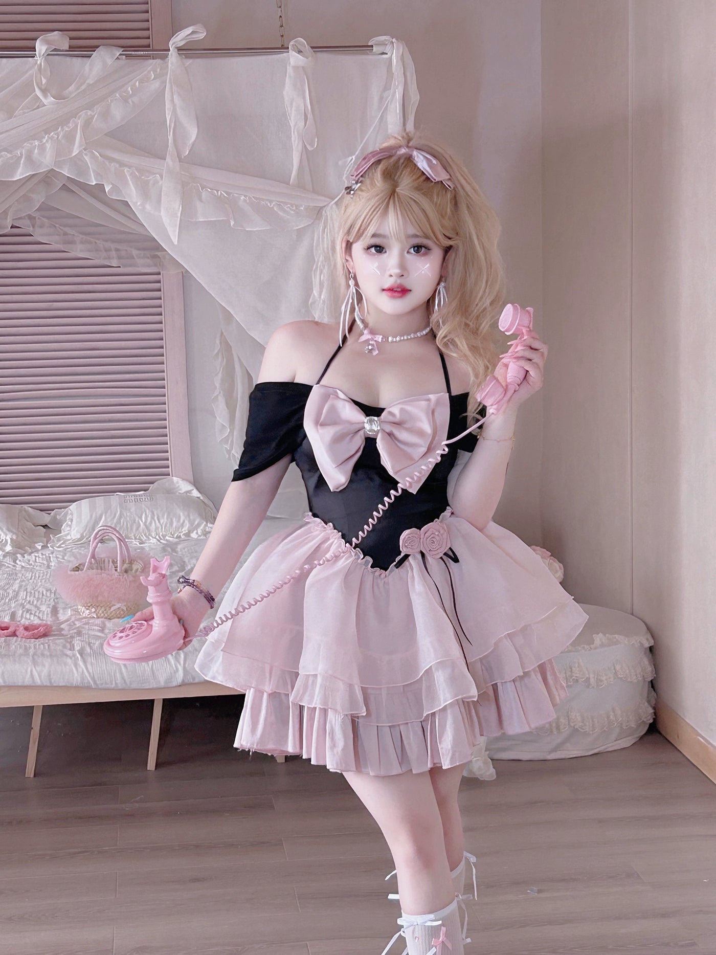 Yingtang~Plus Size Lolita Dress Sweet Cake Tiered Skirt dress XL 