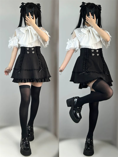 (BFM)Shengzhongwei~Jirai Kei Skirt High-Waisted Ultra-Short Skirt with Rhinestones   