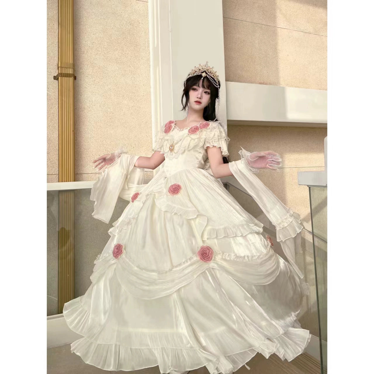 Meowing and fruity - Tana Manor - Classic Lolita OP Dress, Floral Decoration
