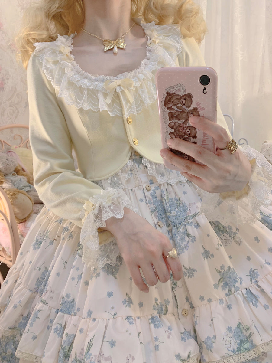 Unideer - Prelude - Elegant Lolita Bolero Jacket with Lace Ruffle Frill Beige bolero jacket only S