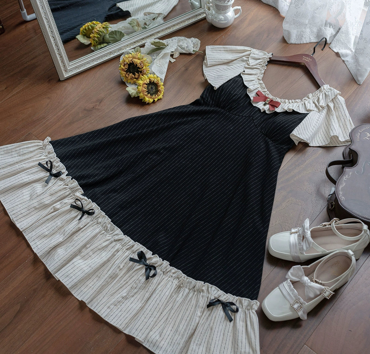 EESSILY~Cotton Plus Size Lolita OP Dress With Pockets & Detachable Bra Pads (3XL 4XL L M S XL) 43277:773514