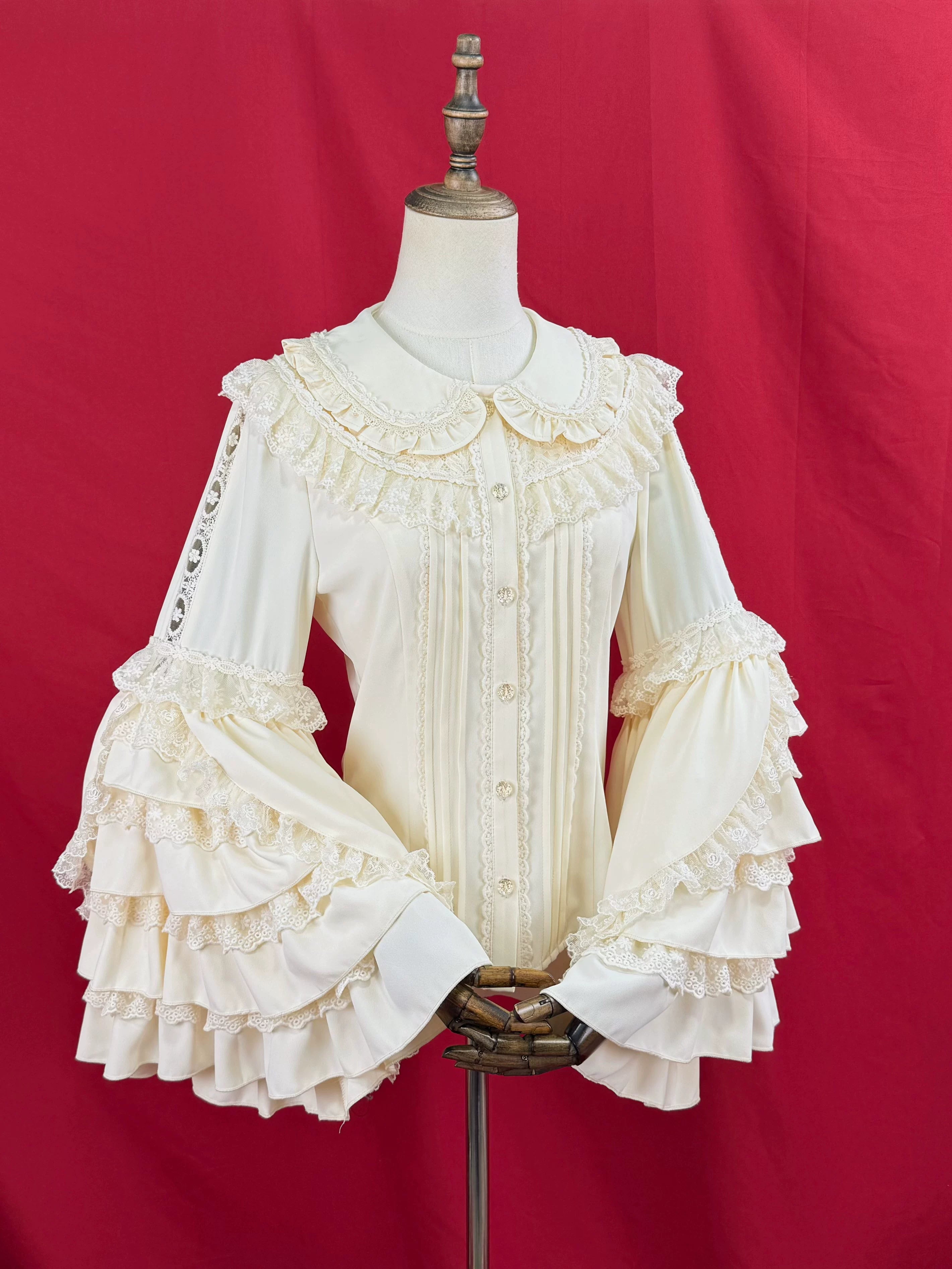 Snow Mochi - Classic Lolita Hime Sleeve Shirt, Lace Accent 44497:811305