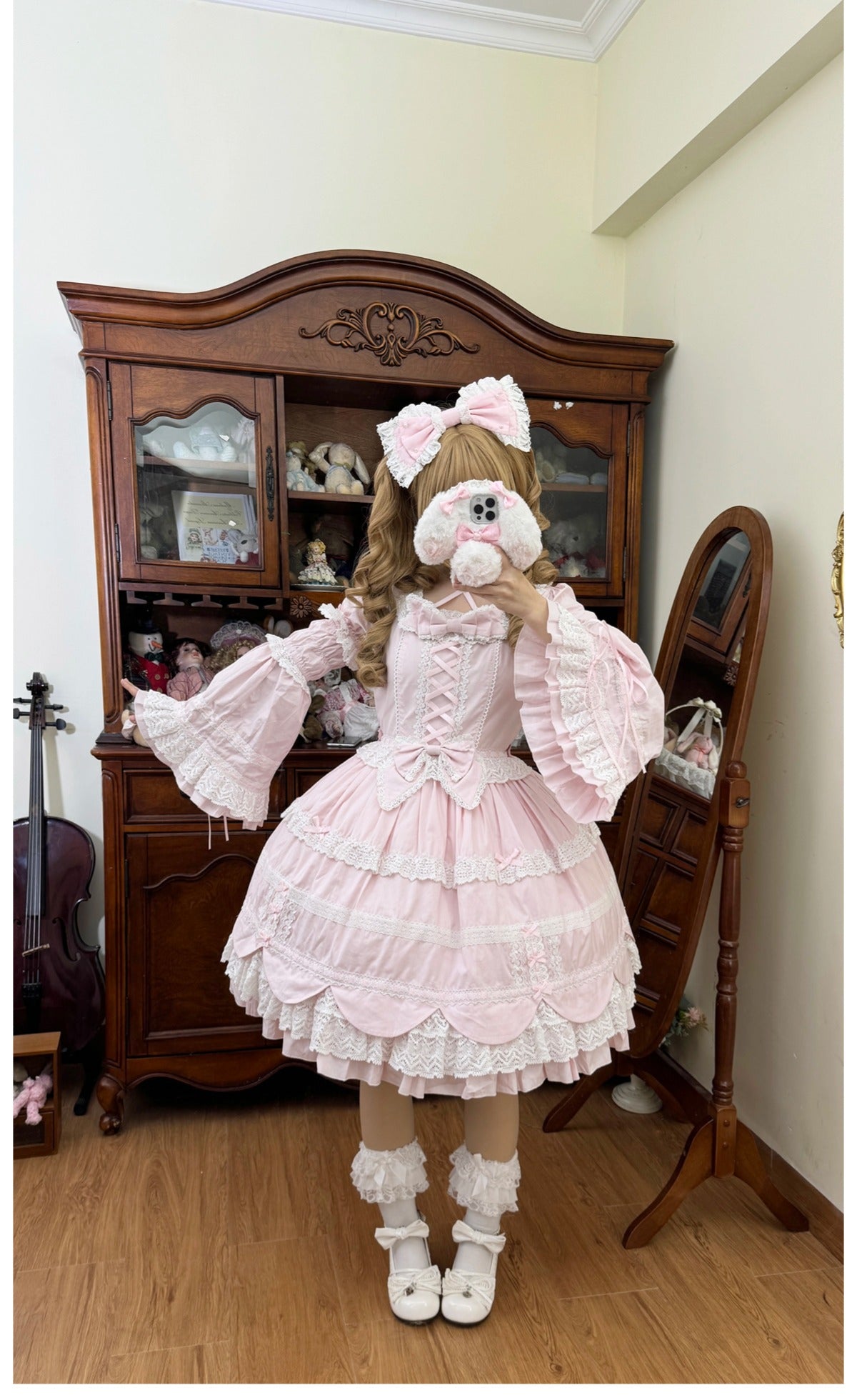 AerialCat~Cream Petals~Old School Lolita OP Tiered Ruffles Cotton Dress 42762:752769