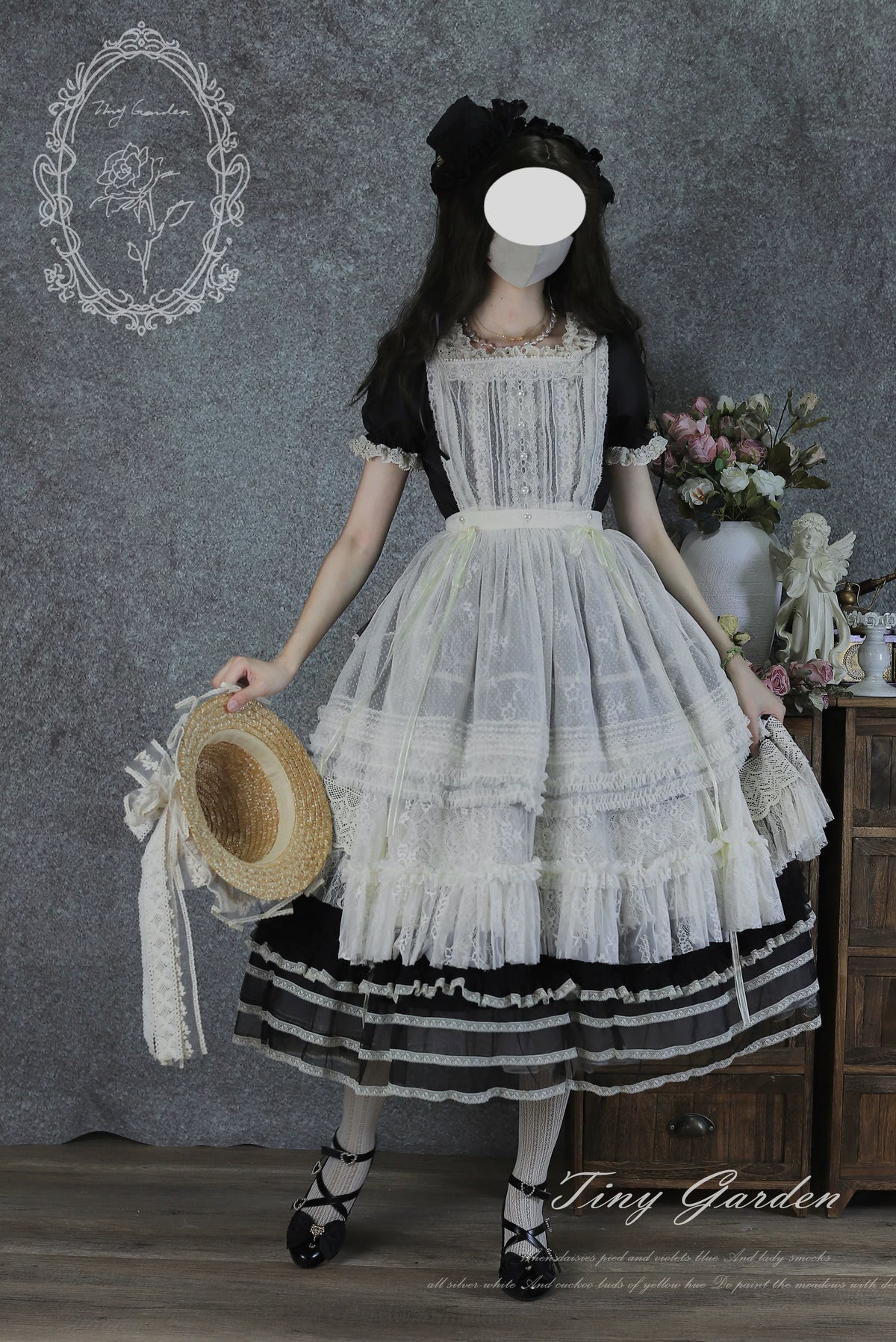 Garden Jardin - Cotton Classic Lolita OP Dress With Tiered Ruffles 45927:868655
