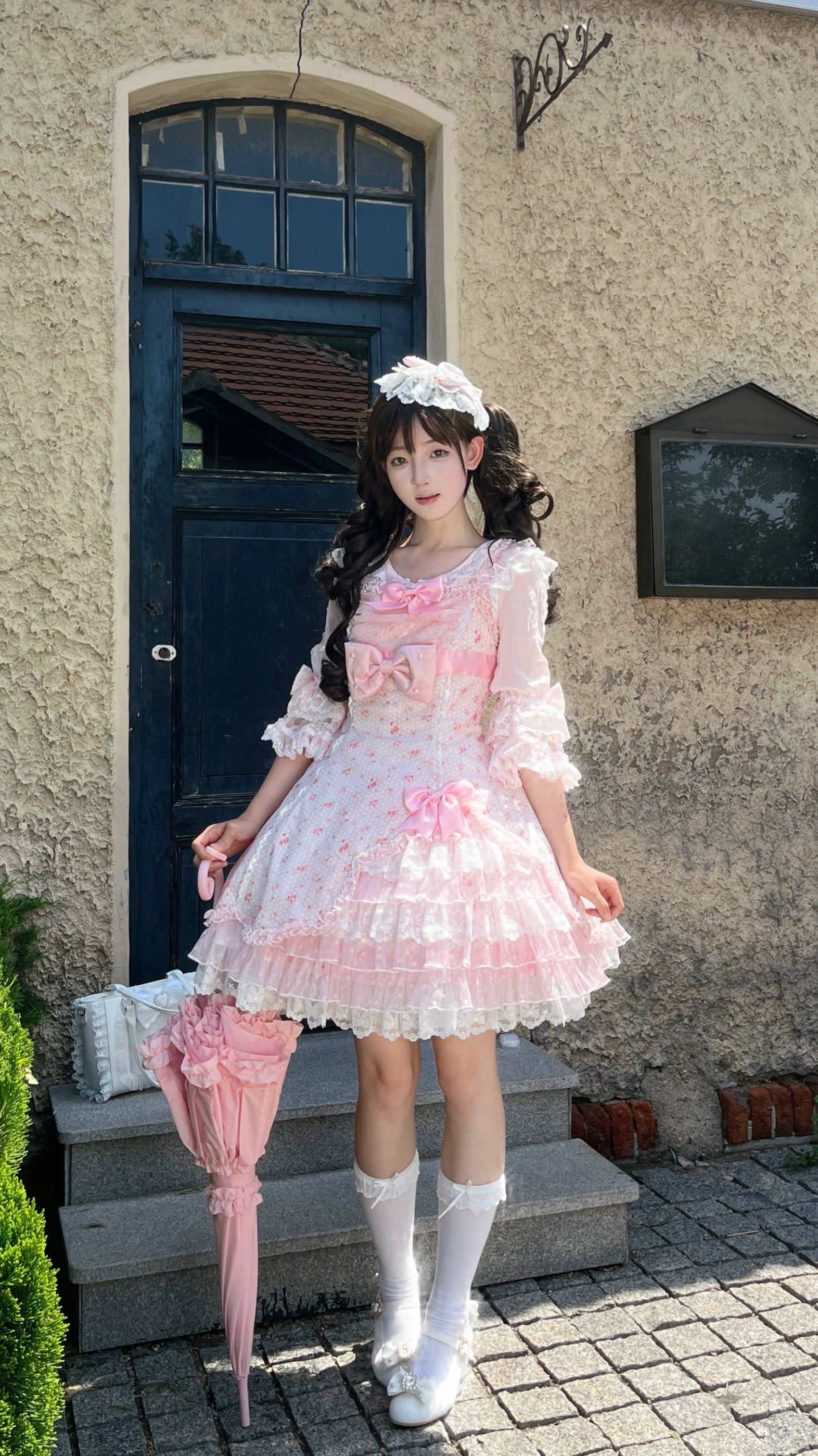 Spring Bud - Old School Lolita Floral Print JSK Dress, Layered Skirt 45036:834347