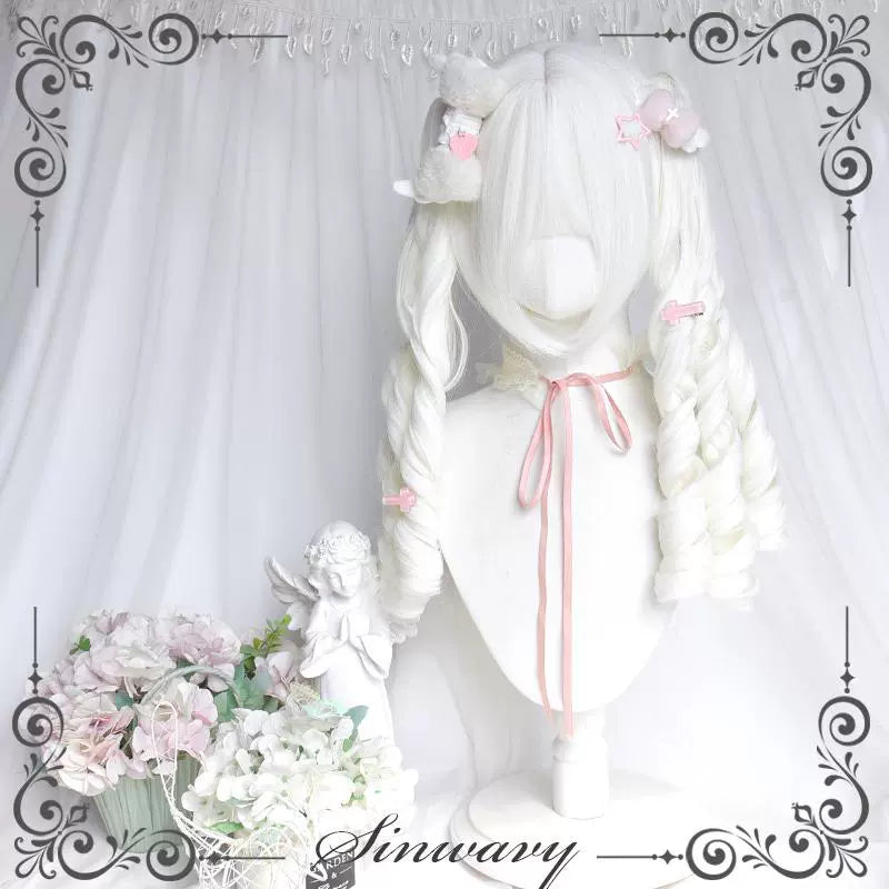Sinwavy - White Gothic Lolita Wig, Roman Curls & Long Wavy