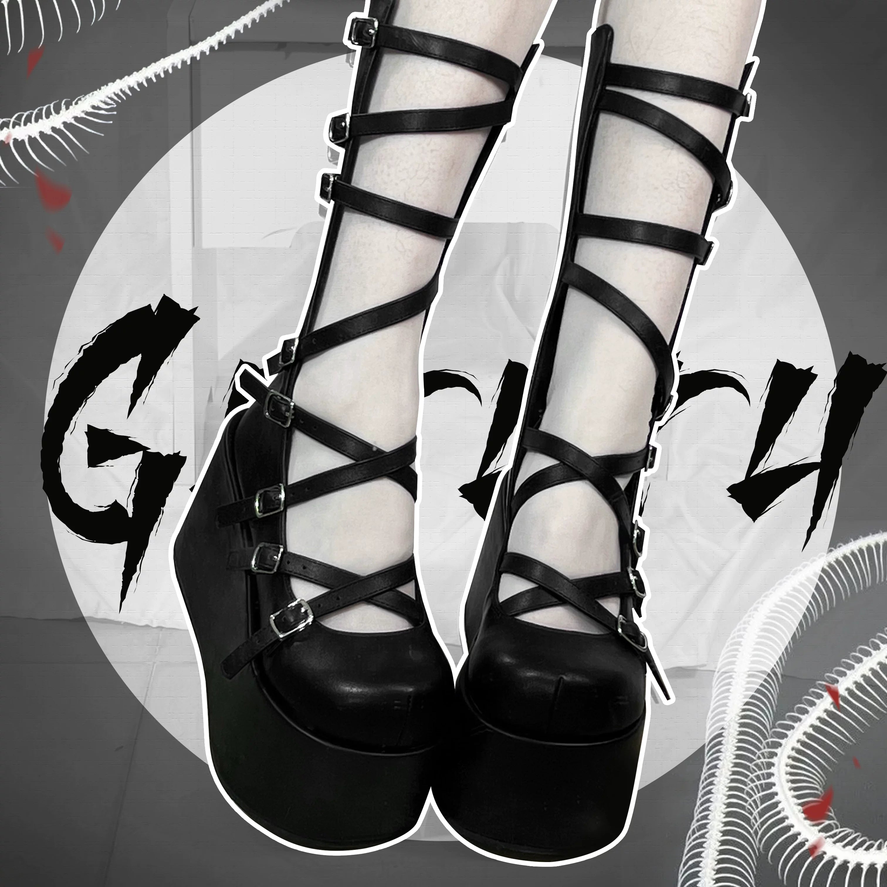 Gothic Doll - Gothic Lolita Platform Shoes, Adjustable Shoe Straps (34 35 36 37 38 39 40) 45140:837042