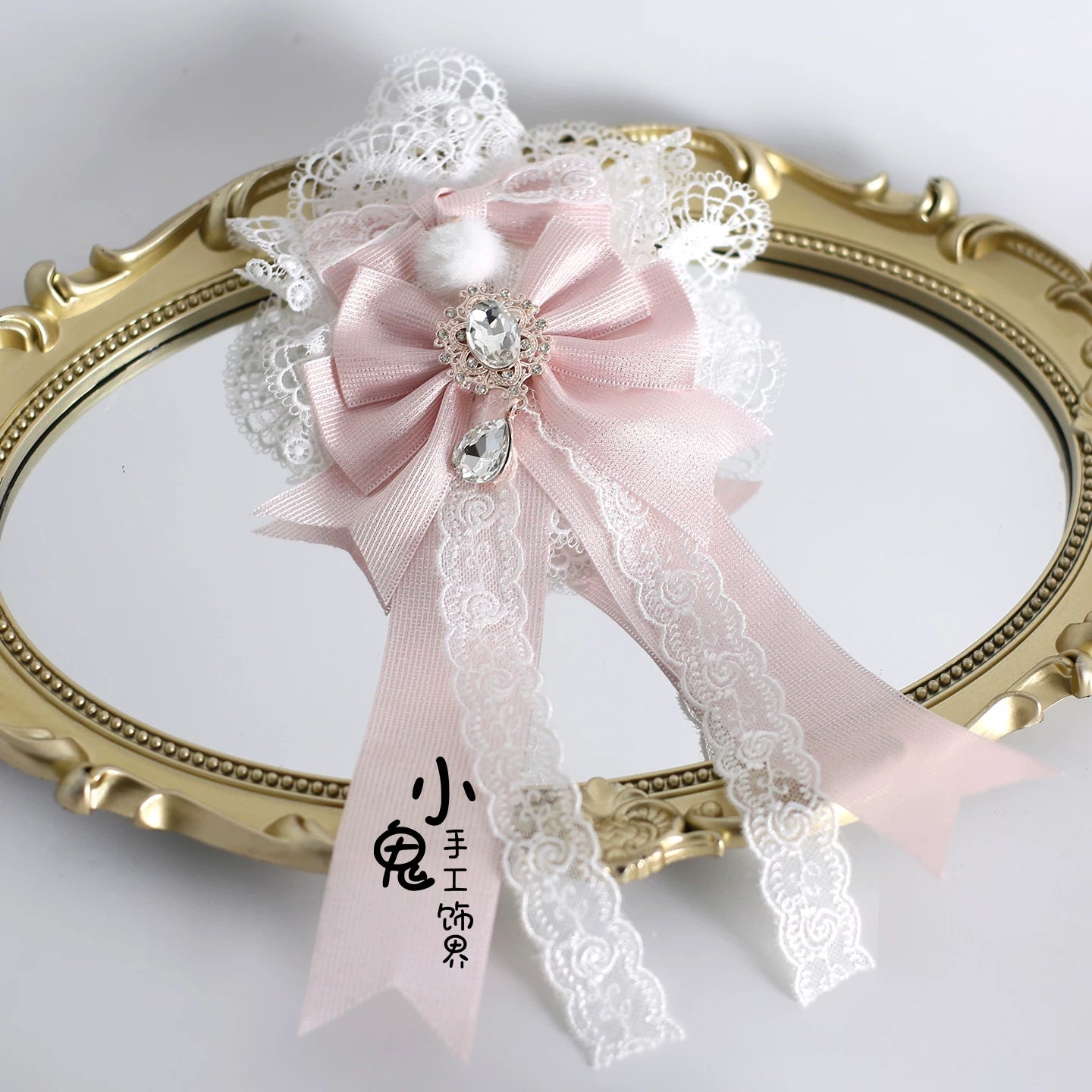 Sweet Lolita Headdress, Lace Accessories 2-in-1 Hanamaru Brooch (with fixed clip and pin)