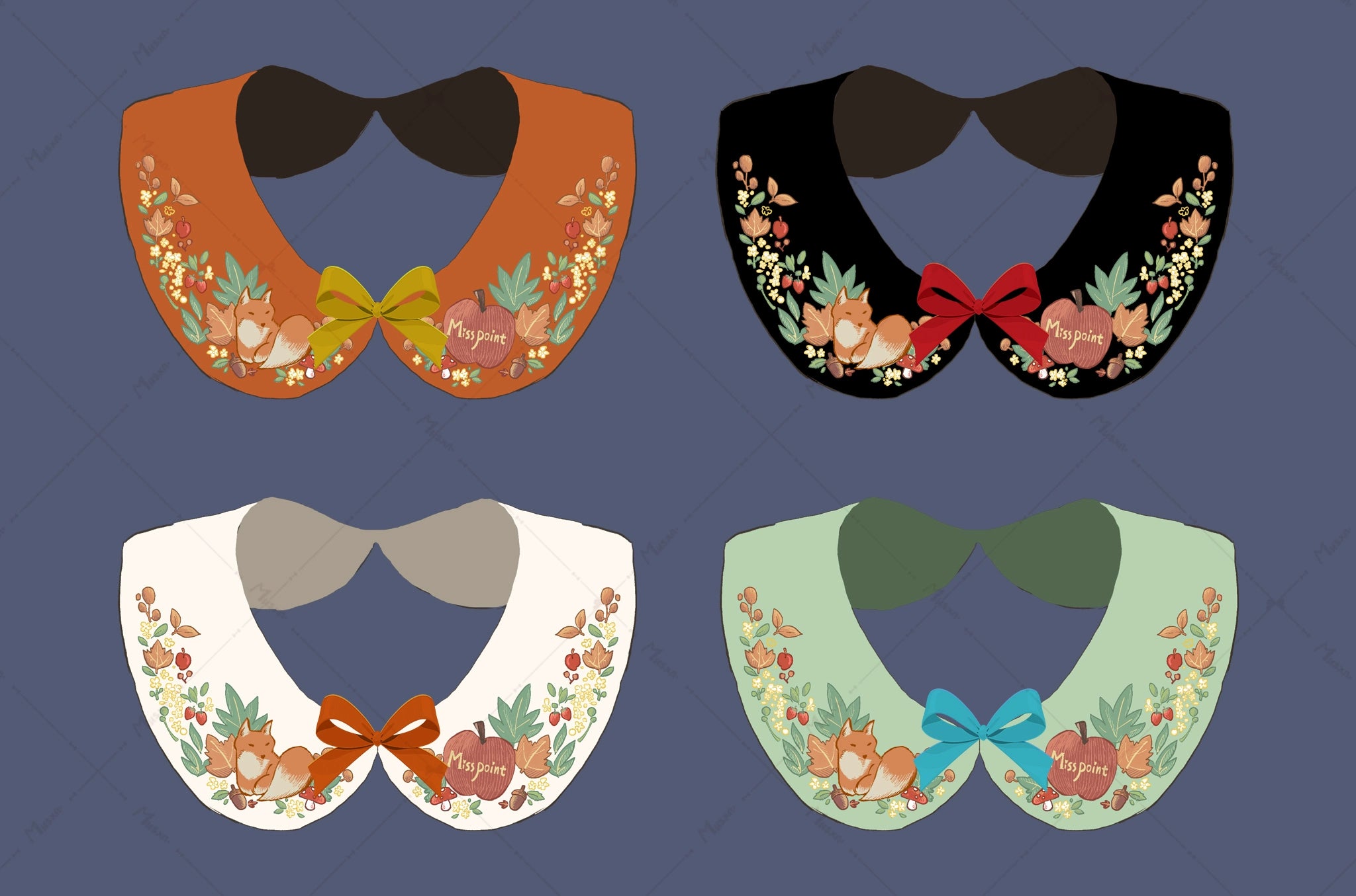 (BFM)Miss Point~Fat Fox in the Forest~Kawaii Lolita Accessories Knitted Fox Scarf Embroidered Faux Collar 37116:551876