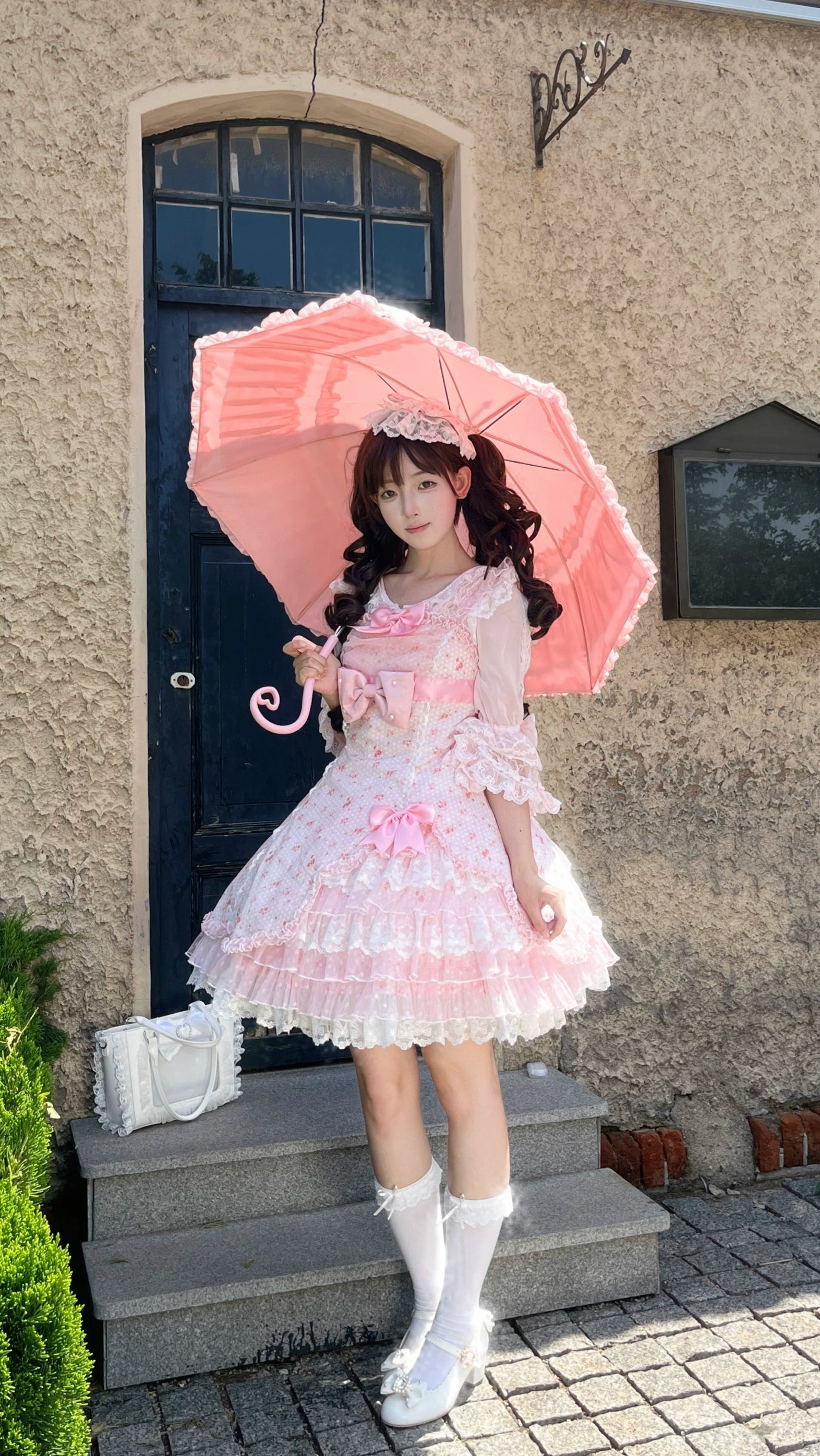 Spring Bud - Old School Lolita Floral Print JSK Dress, Layered Skirt 45036:834341