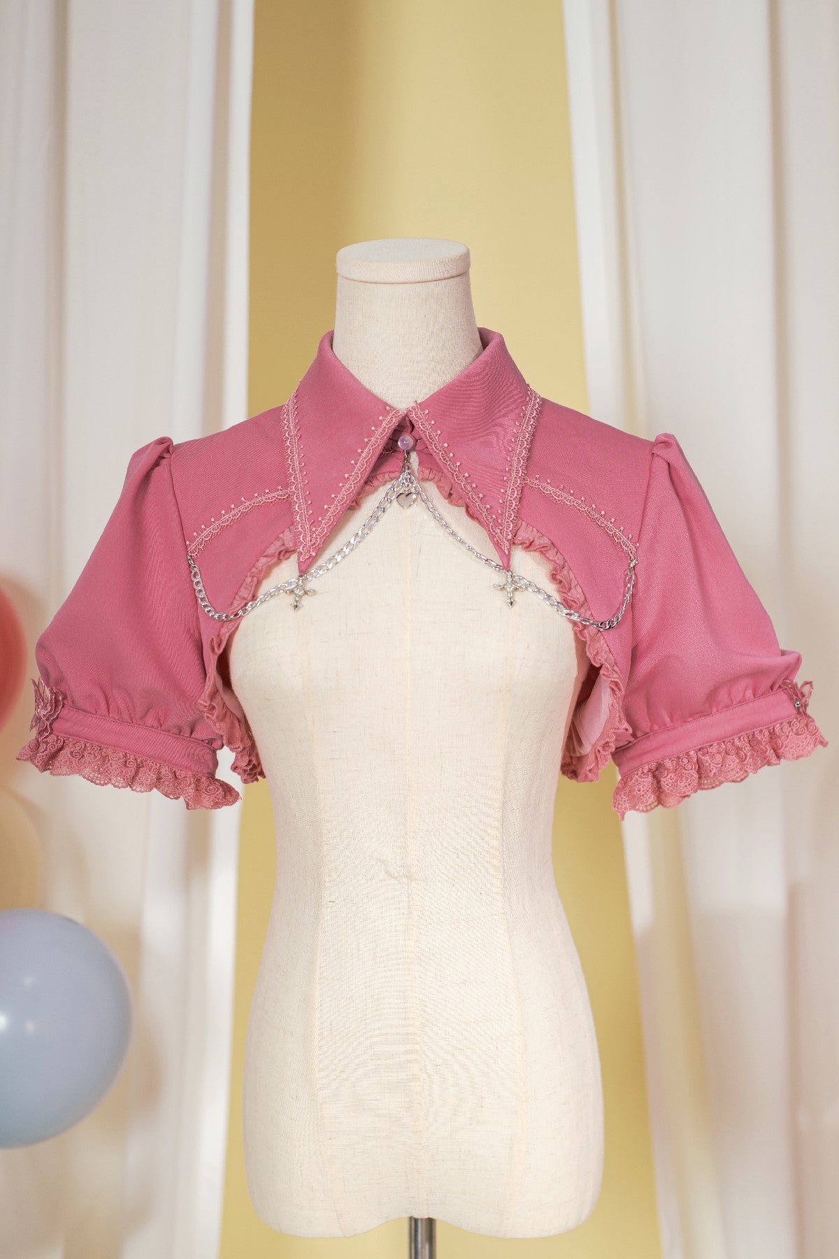 OCELOT - Contract Cross - Gothic Elegant Bubble Sleeve Bolero S pink