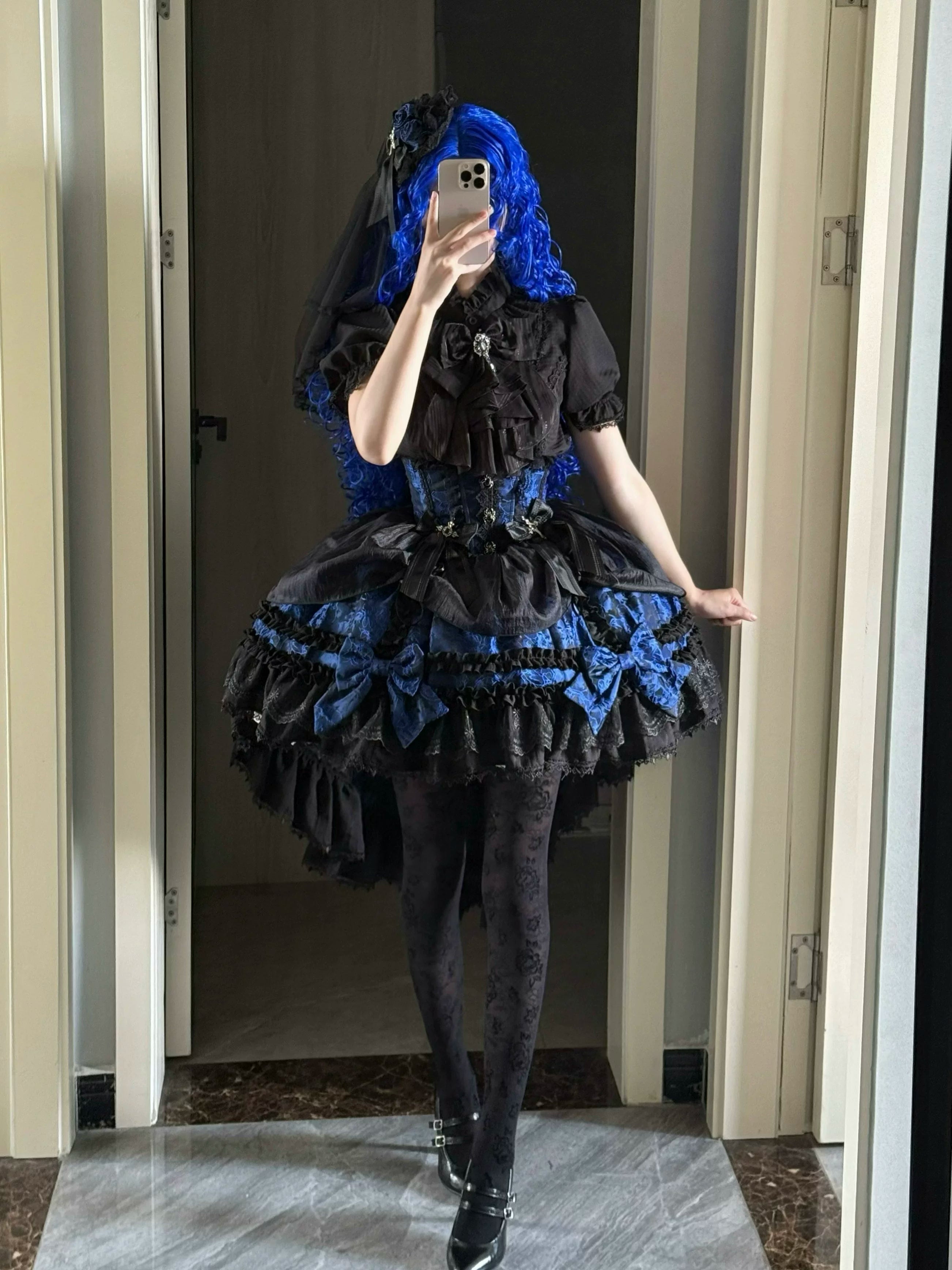 Spider Cross Knot - Gothic Lolita Skirt Set, High-low Hem and Fishbone Waist (L M S) 45733:860110