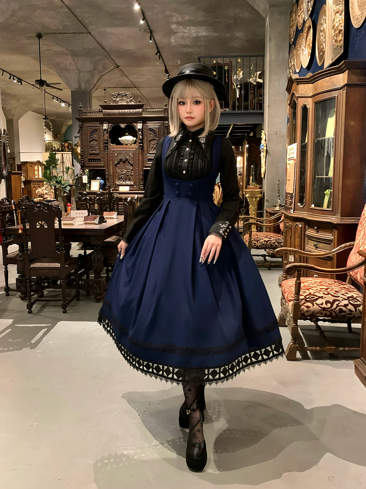 Serenade - Bust-Supporting Elegant Lolita JSK Dress, Three Length Styles 44419:807362