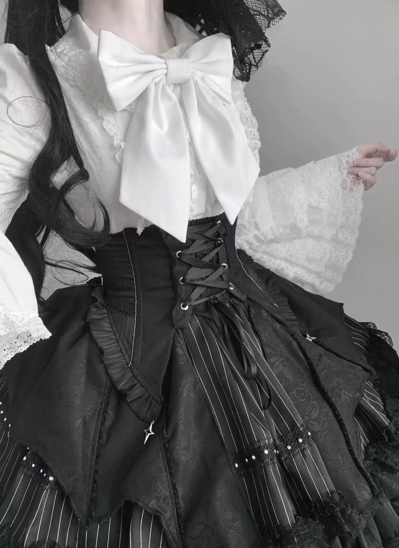 Twilight Song - Trace Bone - Black Gothic Lolita SK & Waist Cincher 43719:784298