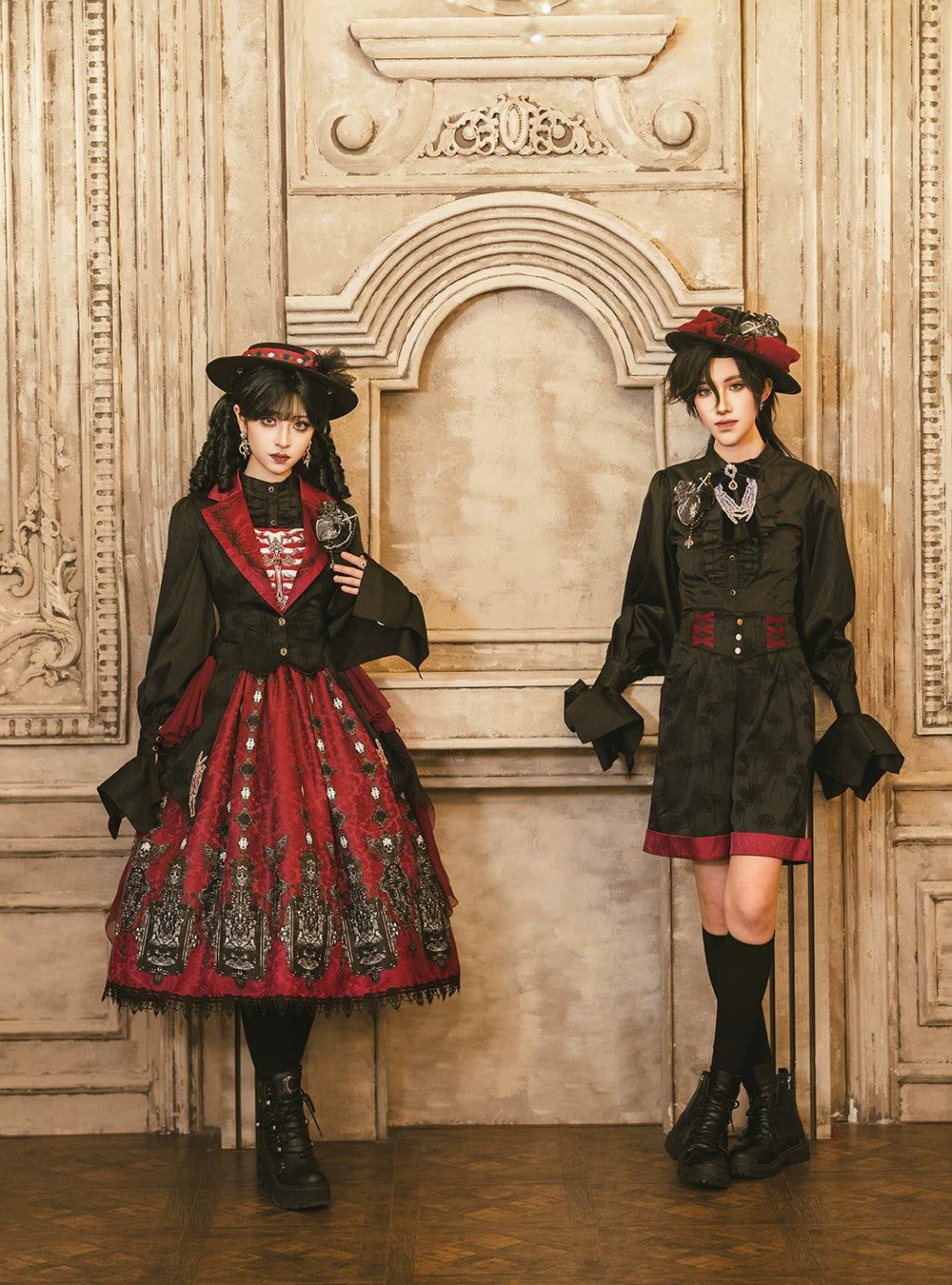 Moonnight Return - Ouji Lolita Jacquard Pants & Shorts, Side Pockets 44596:814331