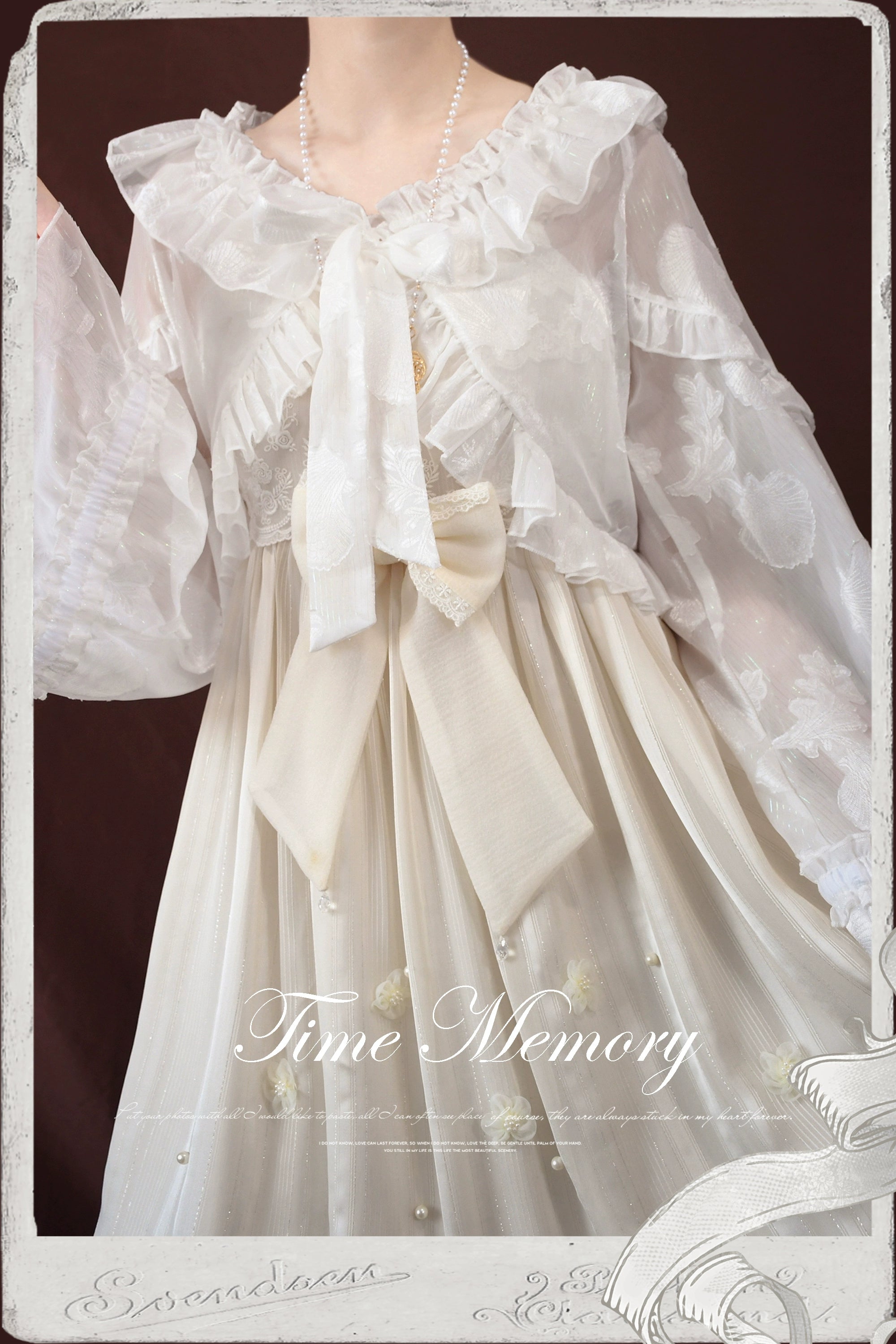 Time Memory~Xianbei~Sweet Lolita Chiffon Lantern Sleeve Cardigan with Bow 34598:463124