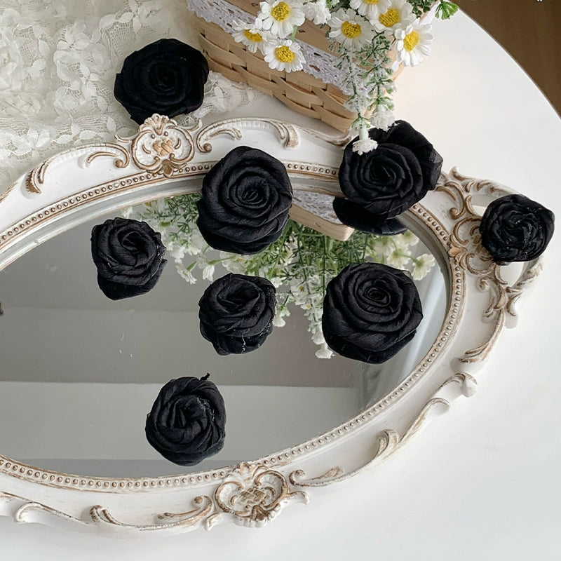 With PUJI - Flower Visage - Summer Lolita Sheer Cardigan with Rose Brooch Black - Rose Brooch (set of 8/One Size Slect M) S