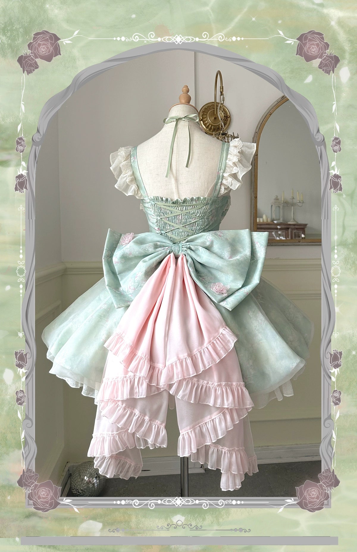 Platycodon House - Floral Magician - Sweet Lolita Dress Floral Print Short Length JSK