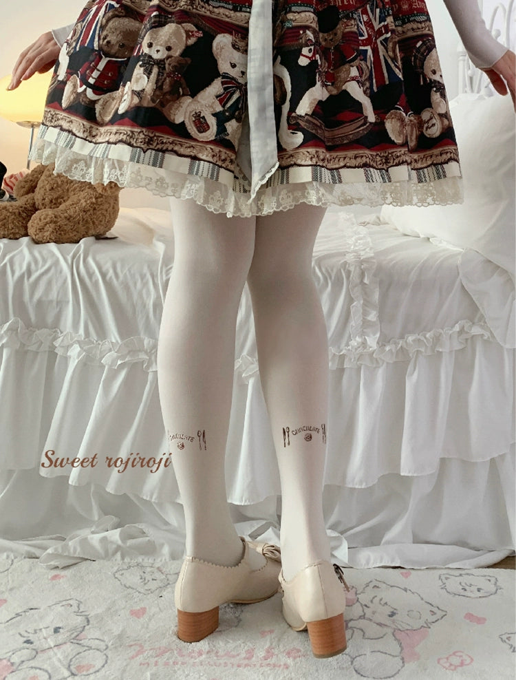Roji Roji - Kawaii Lolita Pantyhose Velvet Print Stockings