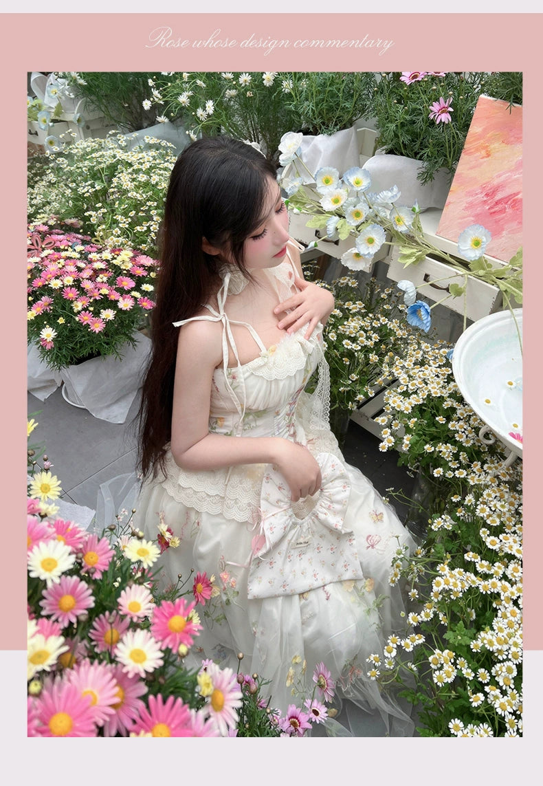 Diamond Honey - Spring Bouquet - Sweet Lolita JSK Dress Fairy-like Embroidered Mesh Dress