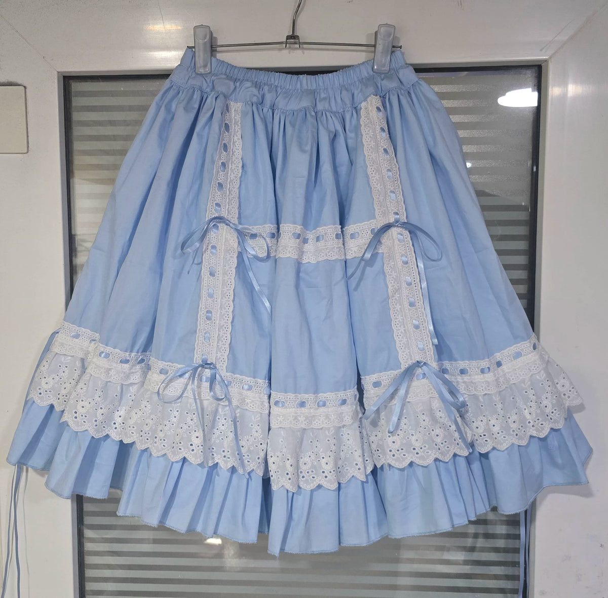 Cotton Sweet Lolita SK, Pink Underskirt Light Blue SK - With Lining Length: 50 cm / 19.7 inches