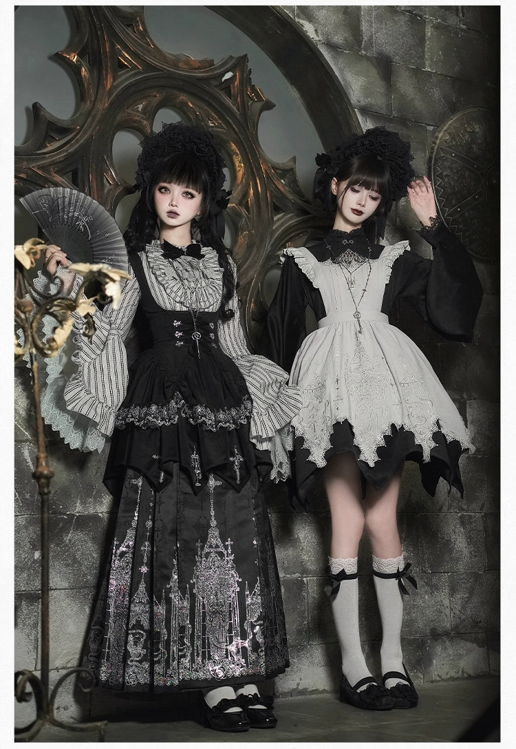 With PUJI - Letter and Poetry · Raven's Night Song - Oriental Aesthetics Gothic Lolita Dress Set