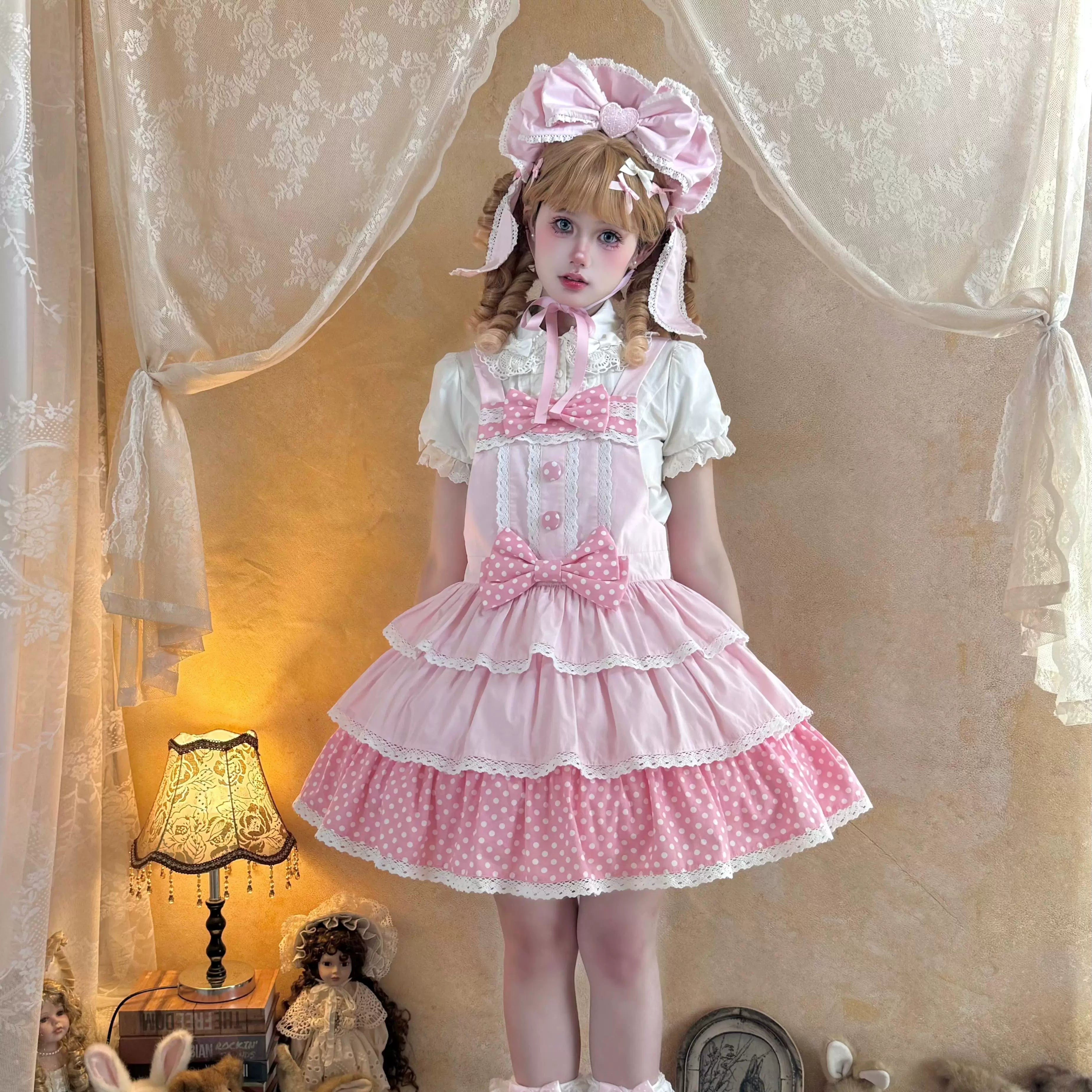 Cotton Sweet Lolita Polka Dot JSK & Salopette Dress 45589:853407