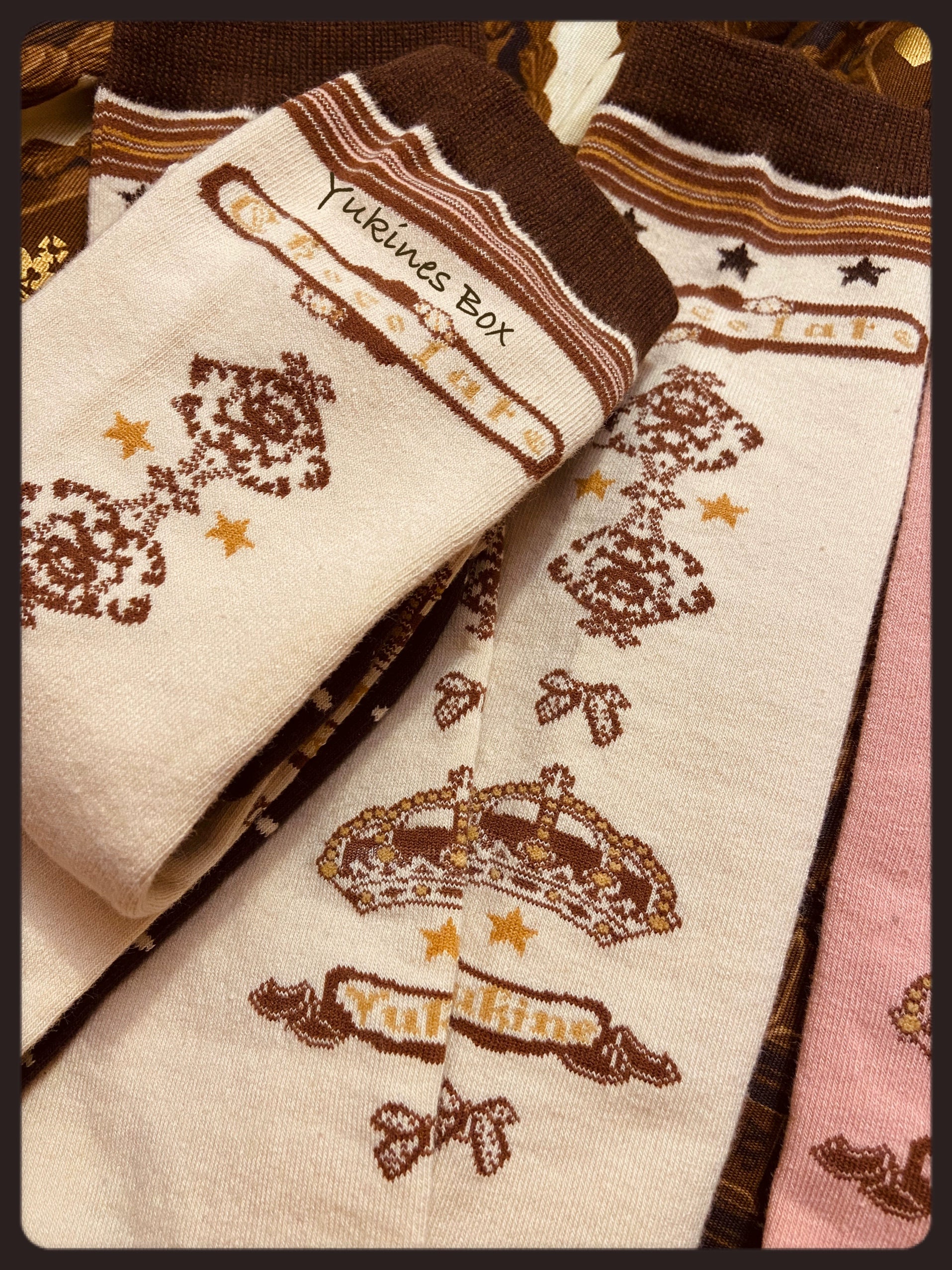 Yukines Box~Retro Lolita Chocolate Color Cotton Socks 22186:323254