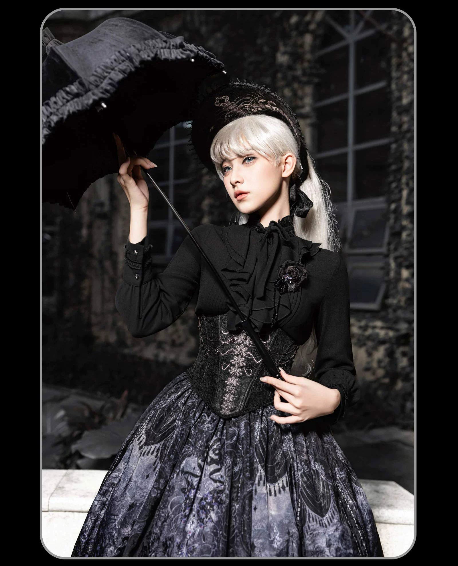 Bone-Eroded Butterfly - Gothic Lolita JSK & SK Set 44051:793336
