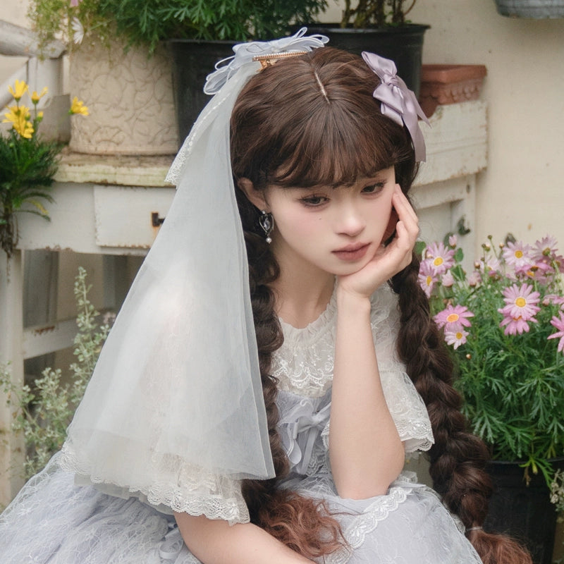 Eieyomi - Iris Love - Classic Lolita OP Princess Lolita Puff Dress and Veil Veil Only (One Size) S