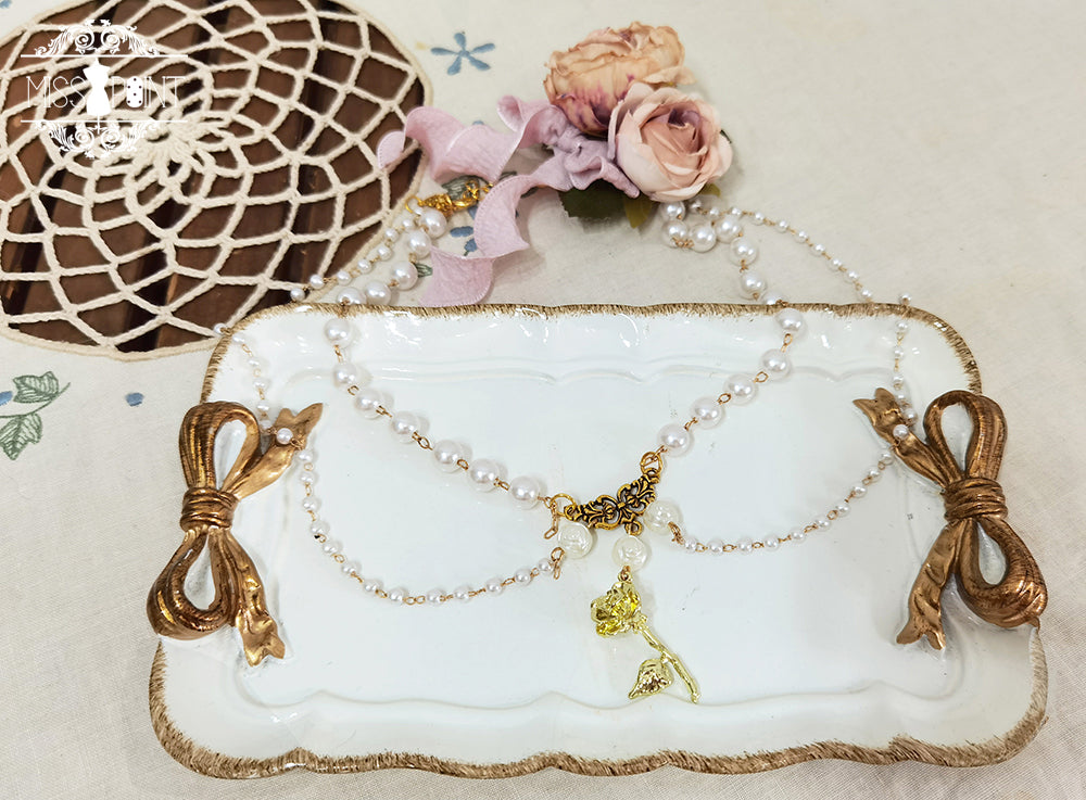 Miss Point - Lilyka Garden - Classic Lolita Headdress and Necklace Brooch Bow Trailing Short Necklace