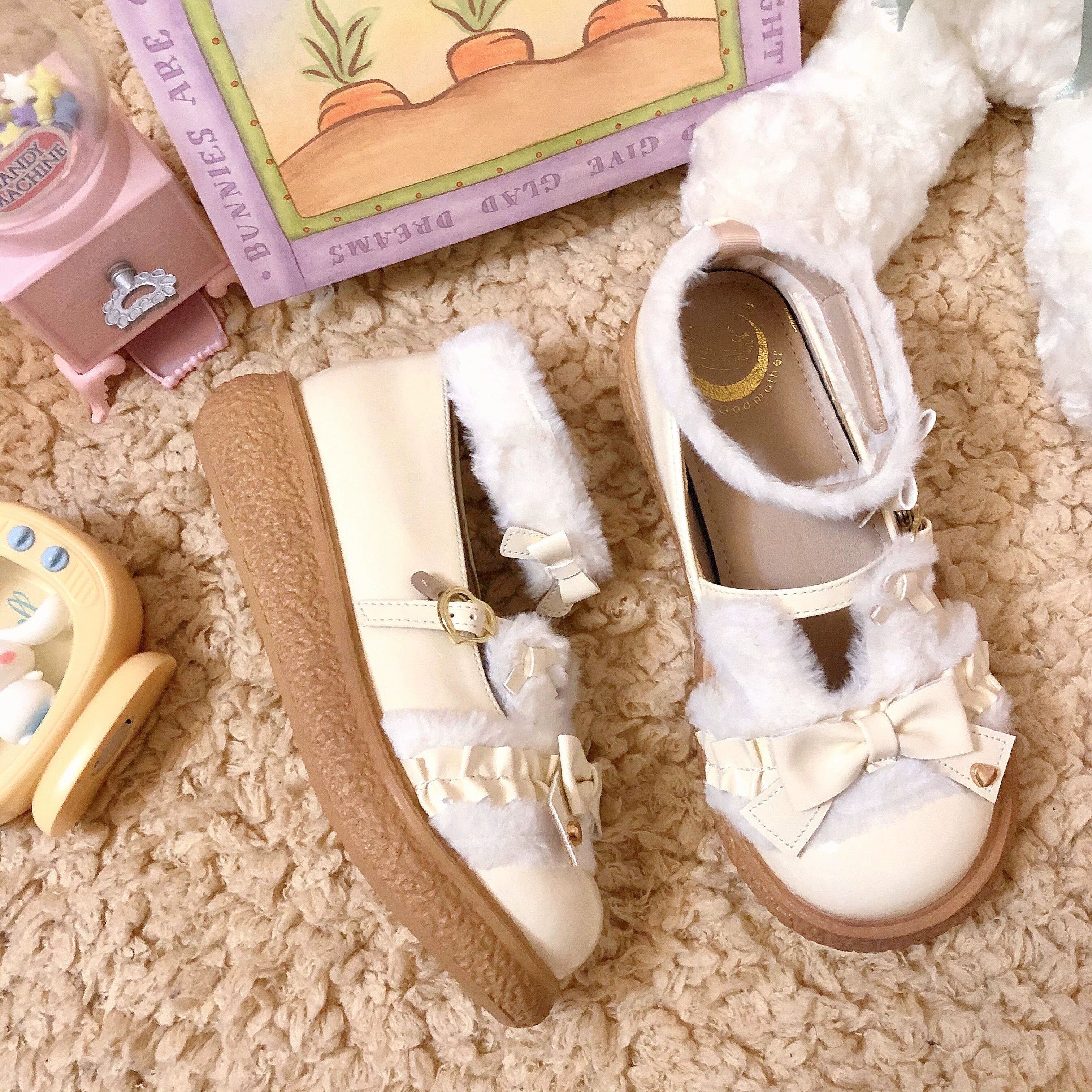 Fairy Godmother~Winter Girly Lolita Shoes Lolita Ankle Strap Shoes 32692:401956