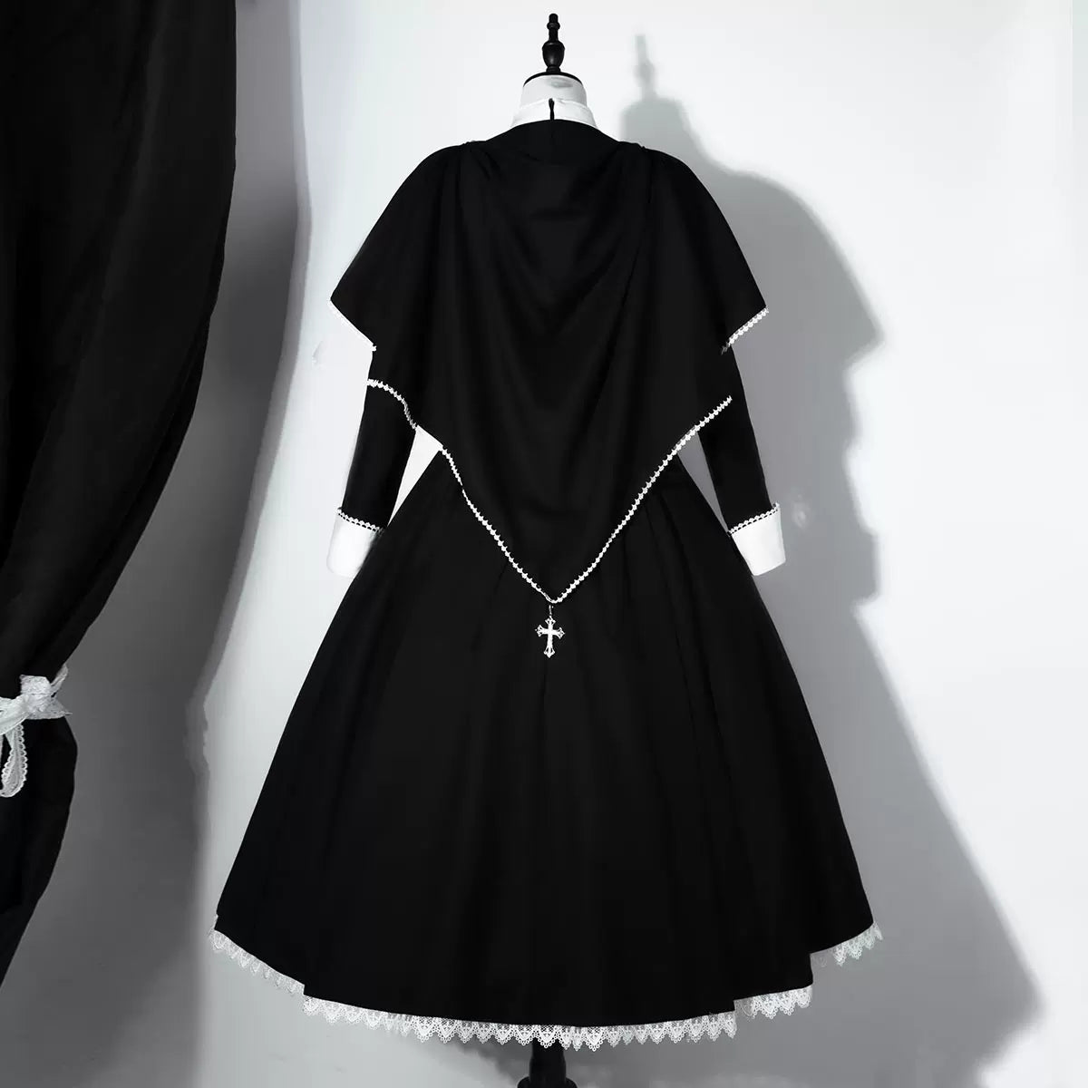 Halloween Gothic Lolita OP Dress & Cape, Cross Embroidery 45848:864788