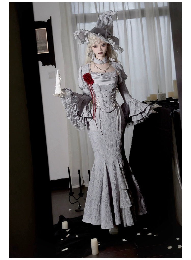 With PUJI - Letter and Poetry · Twilight - Gothic Witch Lolita SK Suit Bodice Mermaid Dress