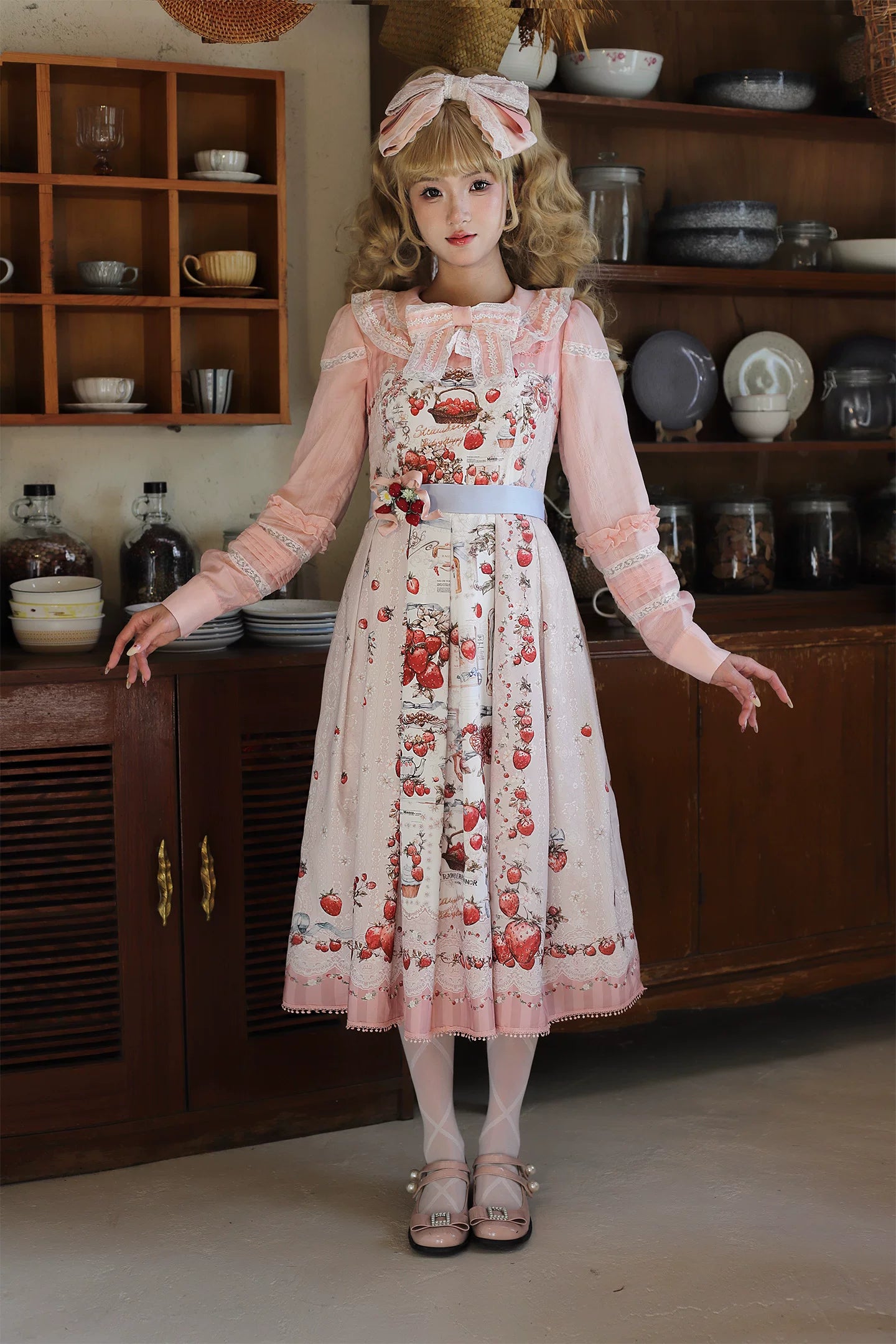 Strawberry Manor - Printed Sweet Lolita JSK Dress, Box Pleats 45025:832939
