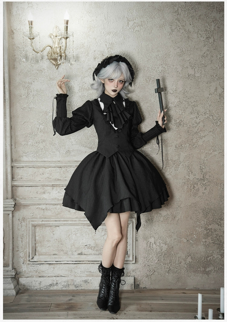 With PUJI - Night Talk - Gothic Lolita Skirt Dress Set, Batwing-shaped Accents 44188:797690