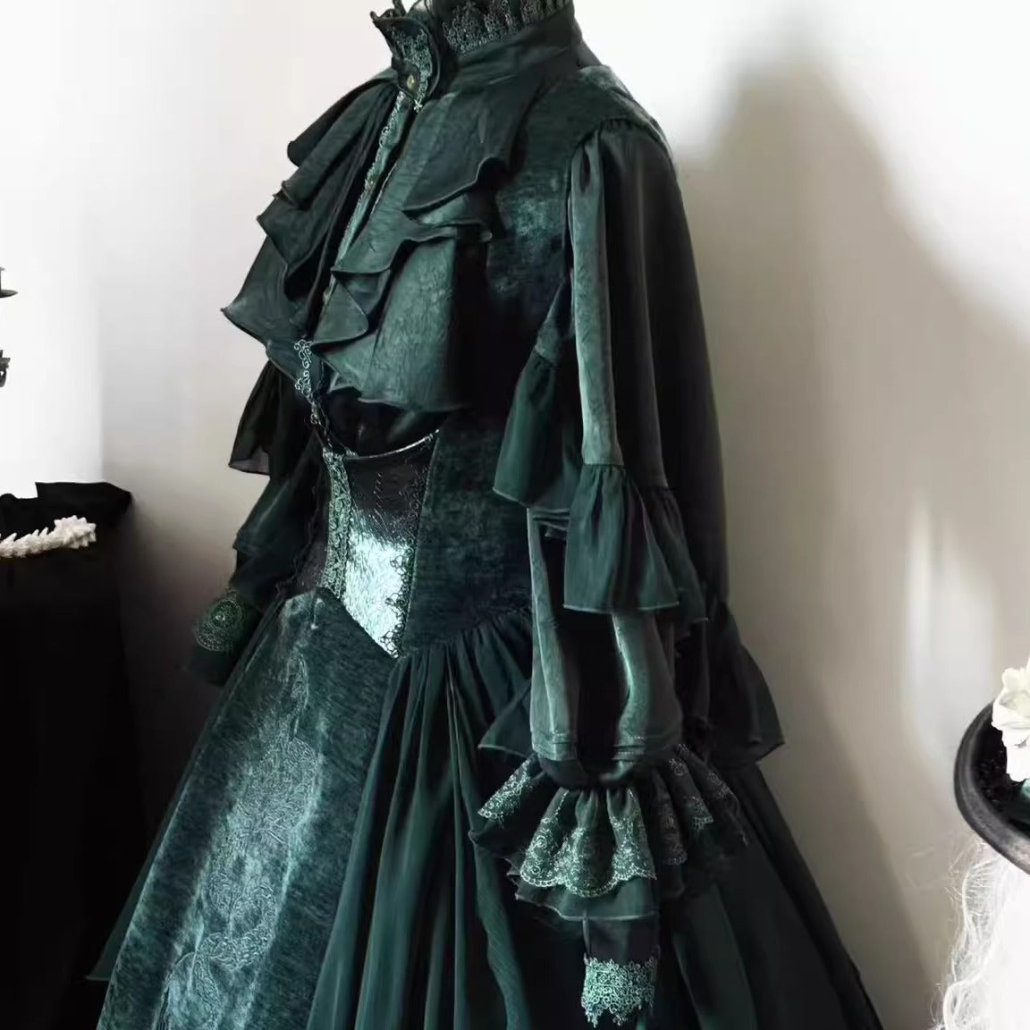 ZJstory~Dragon Bone Cemetery~Gothic Lolita JSK Set with Dragon and Snake Skeleton Embroidery 42699:749834