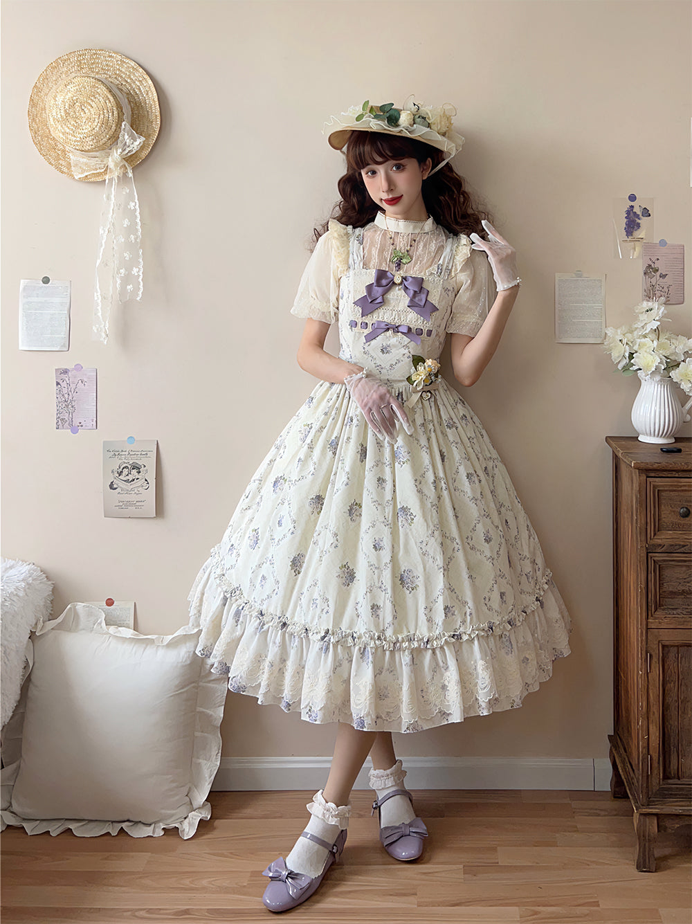 Miss Point~Customized Wood Rose 2.0 Elegant Vintage Jumper Dress 21392:302546