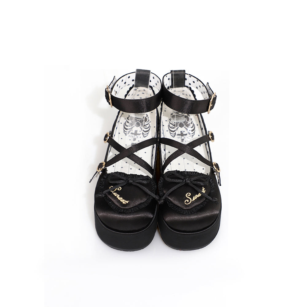 MODO - Deep Sleep Dream - Kawaii Lolita Shoes Muffin Platform Round Toe 34 black