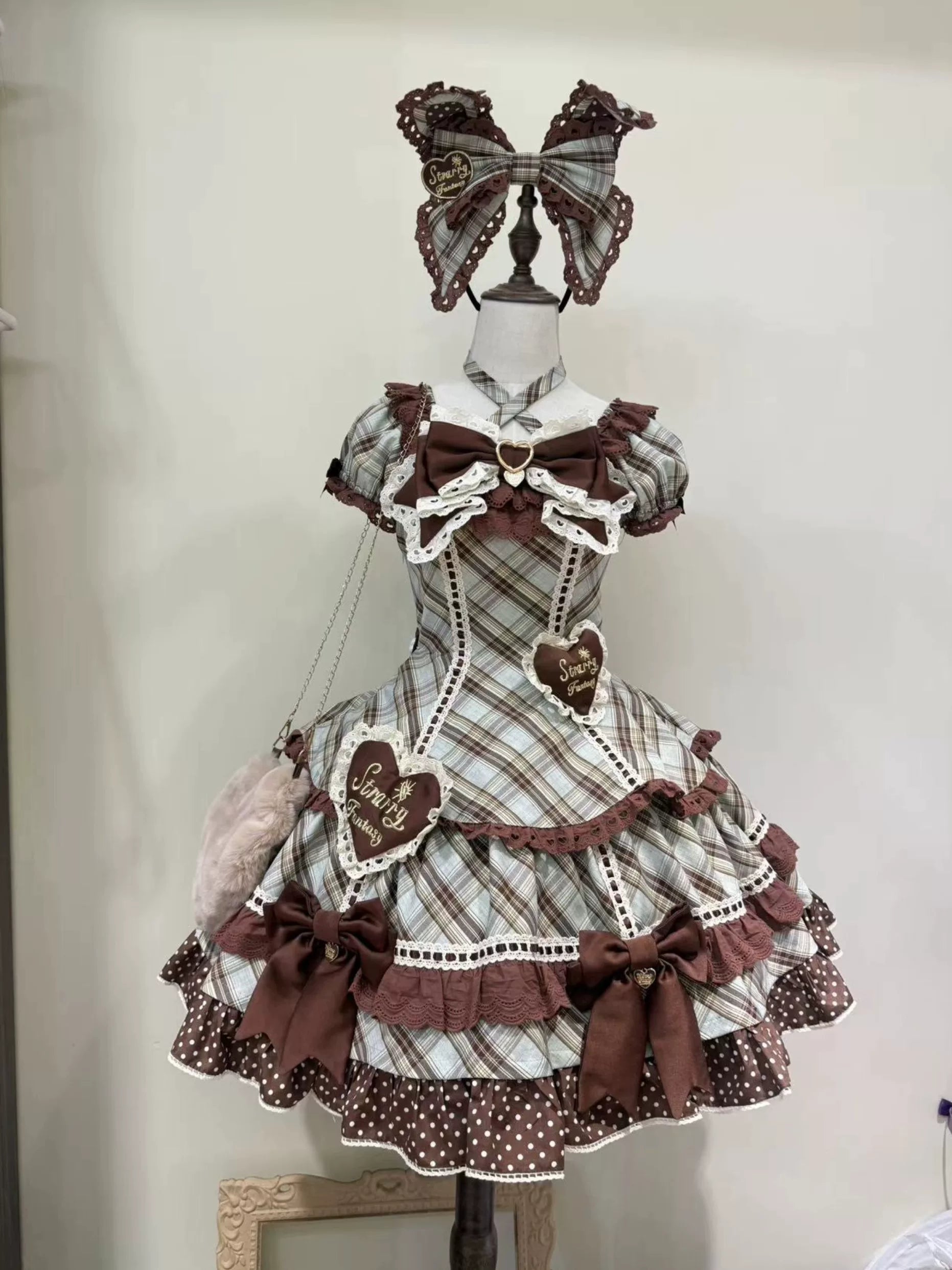 Shibuya Sweetheart - Plus Size Old School Lolita Plaid JSK & OP Dress S OP + KC Pre-order