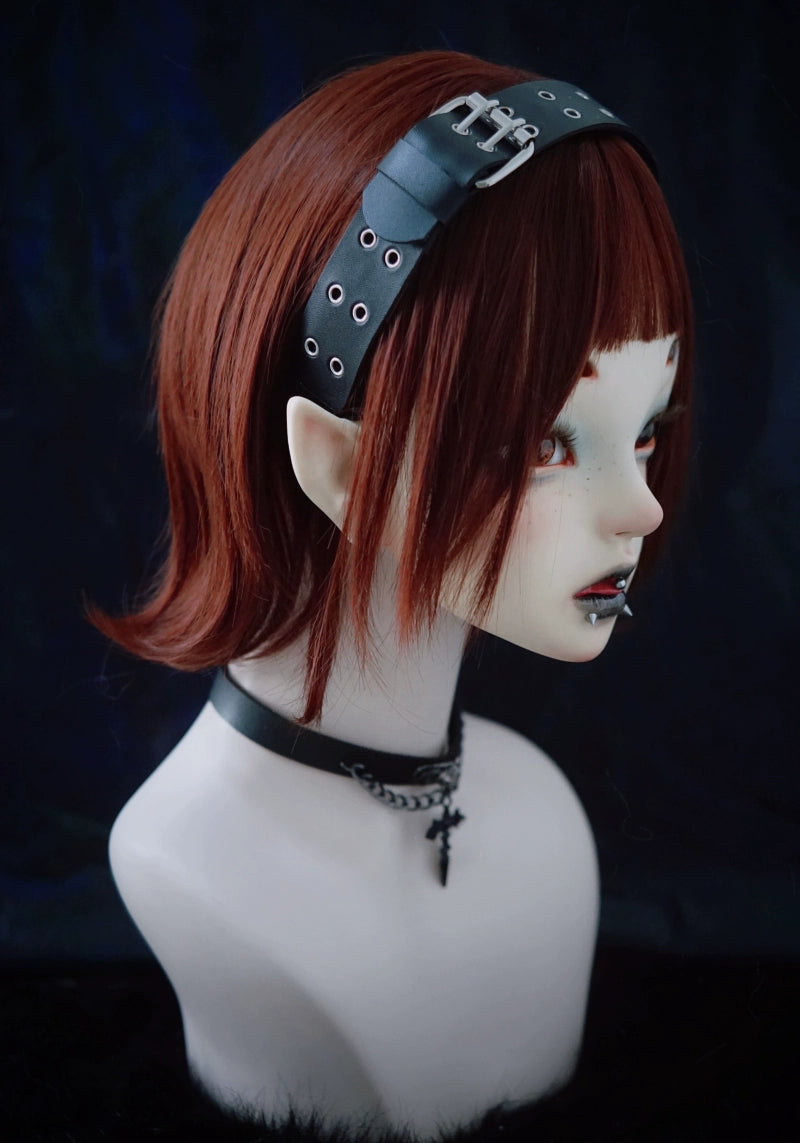 Strange Sugar~Gothic Lolita KC Faux Leather Punk Lolita Hair Accessories 36648:533496