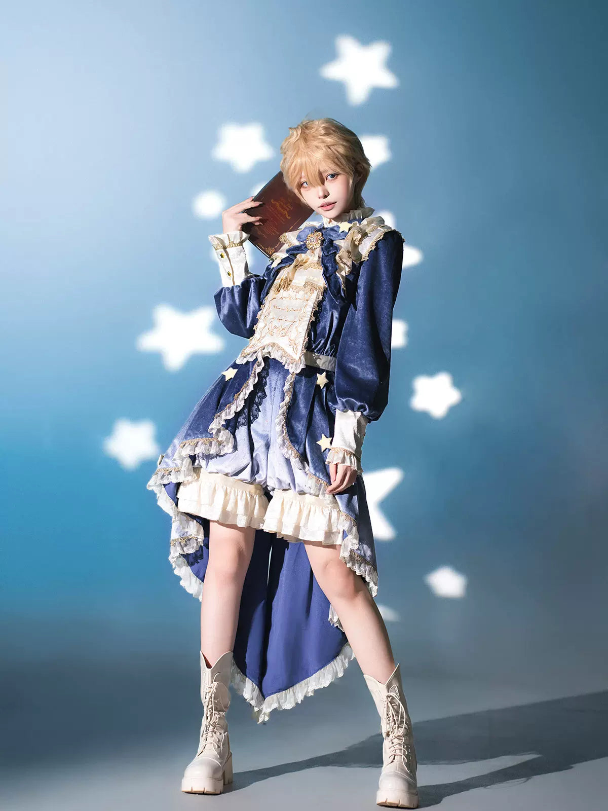 Dream Cloud - Ouji Lolita High-Low Tailcoat, Puffy Lantern Shorts 44443:809142