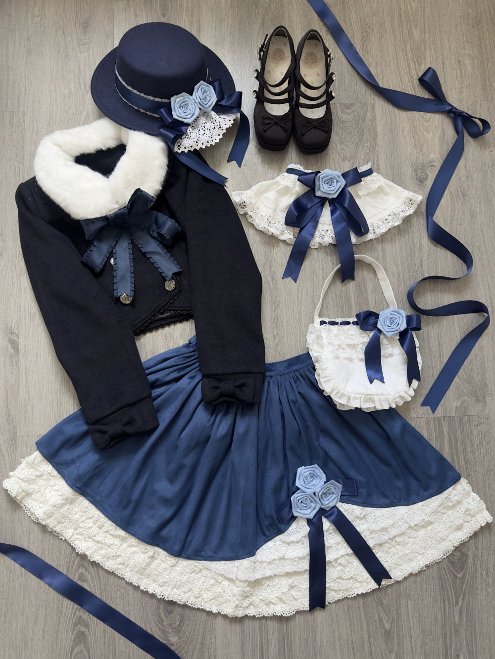 LeMiroir - Winter Solstice - Elegant Lolita Hat, Detachable Collar, Handbag 44088:794396