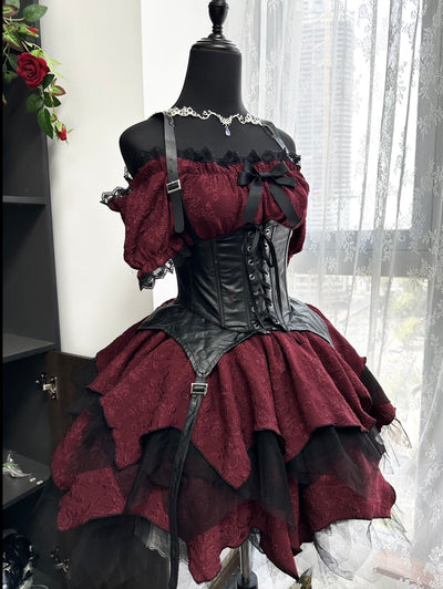 (Buyforme)Kiko Lolita~Gothic Enchanting Lolita Nightshade Princess Skirt Set size1 (sm) dark grain version 