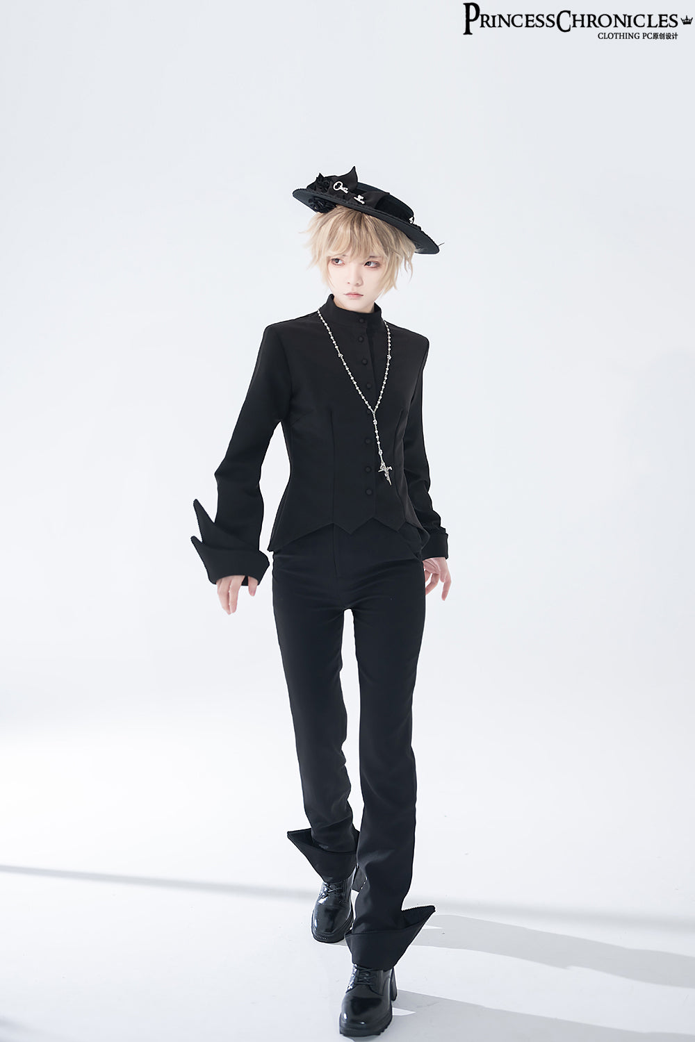 Princess Chronicles - Yan Ye - Ouji Lolita Irregular Hem Black Shirt