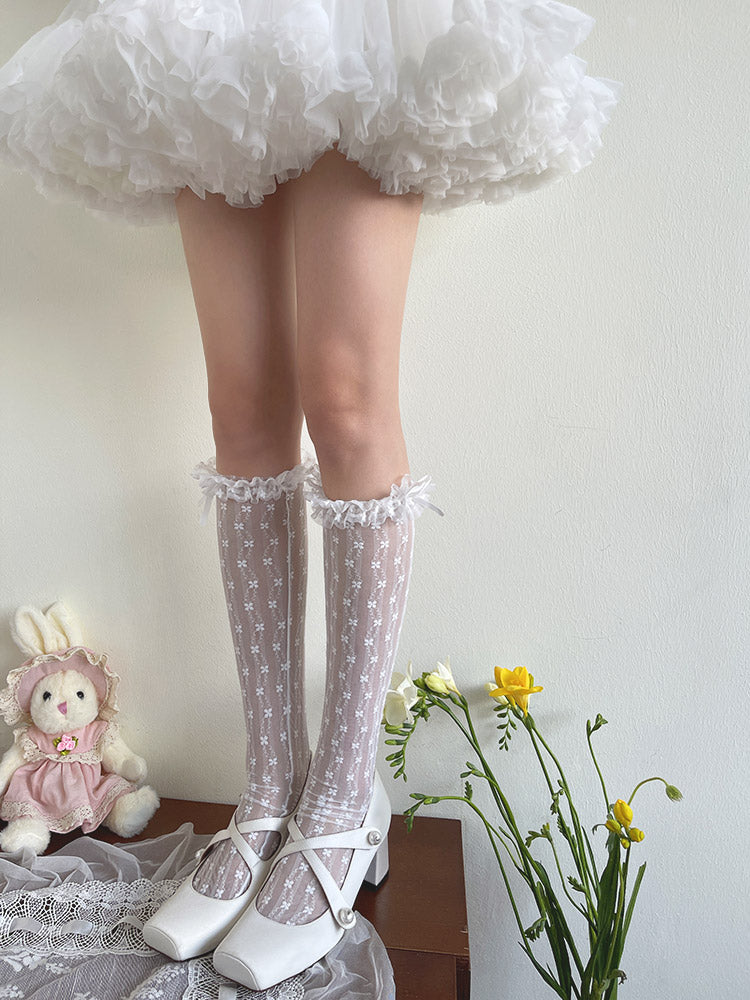 WAGUIR - Sweet Lolita Thin Calf Socks with Ruffled Cuffs