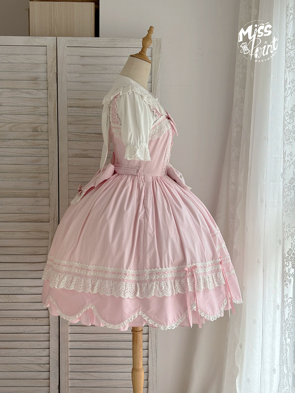 Vintage Petal Rabbit - Cotton Old School Lolita JSK Dress With Petal-Shaped Hem 43136:769643